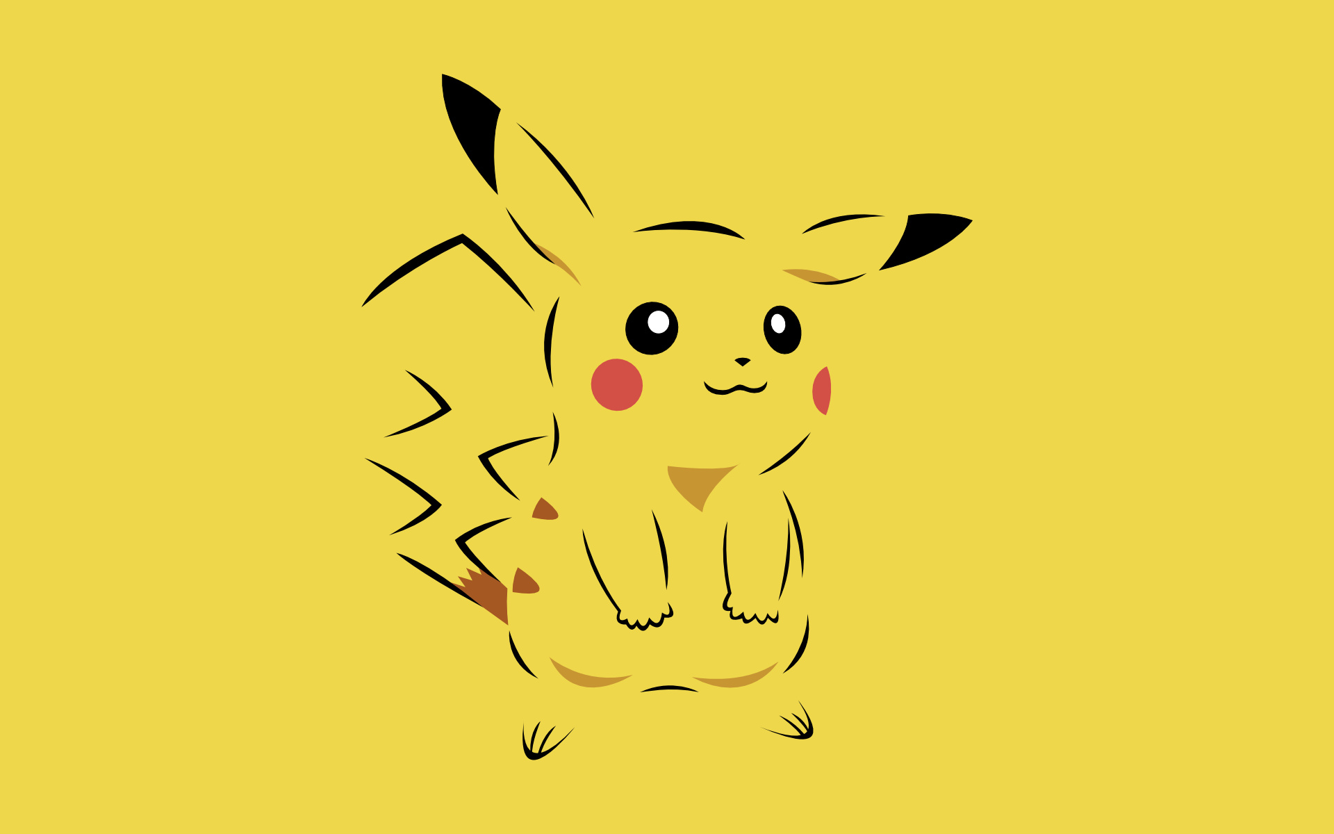 Pikachu, Pokemon, minimalist line art, HD Desktop wallpaper