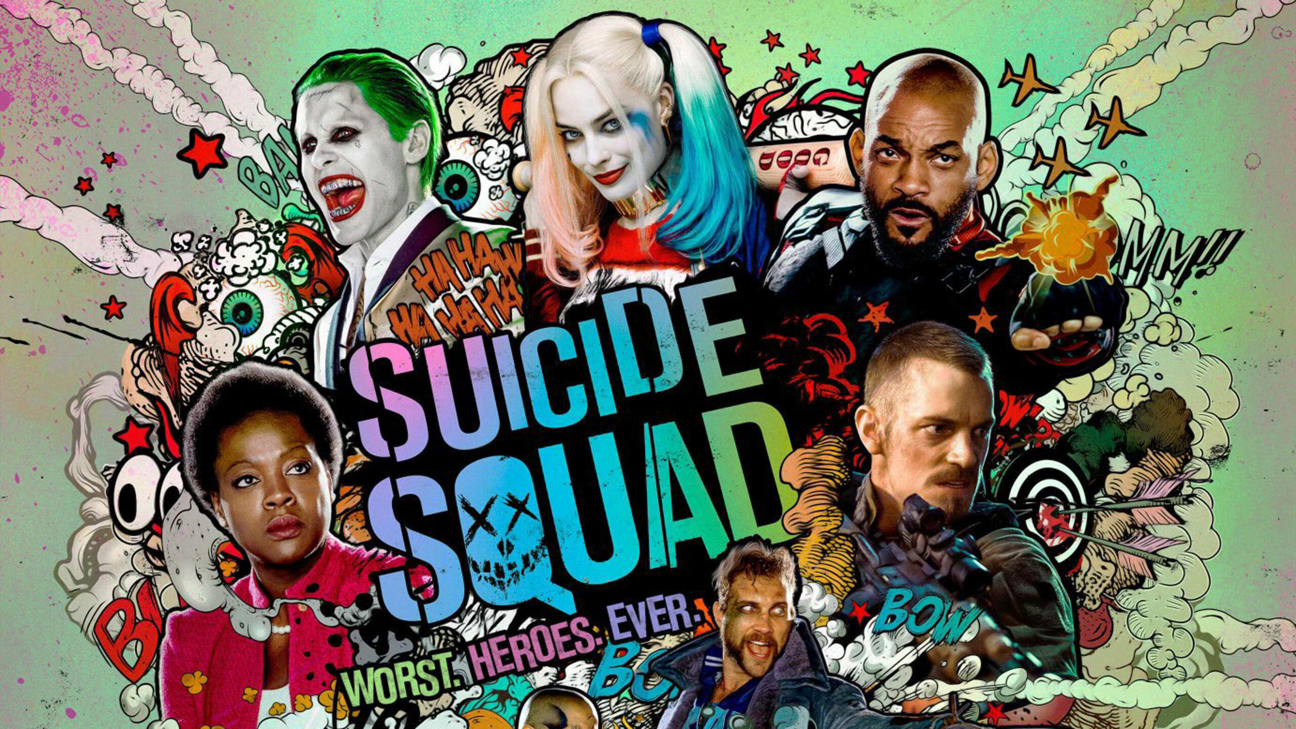 Suicide Squad, Striking 4k poster, Action-packed movie, Captivating imagery, 2560x1440 HD Desktop