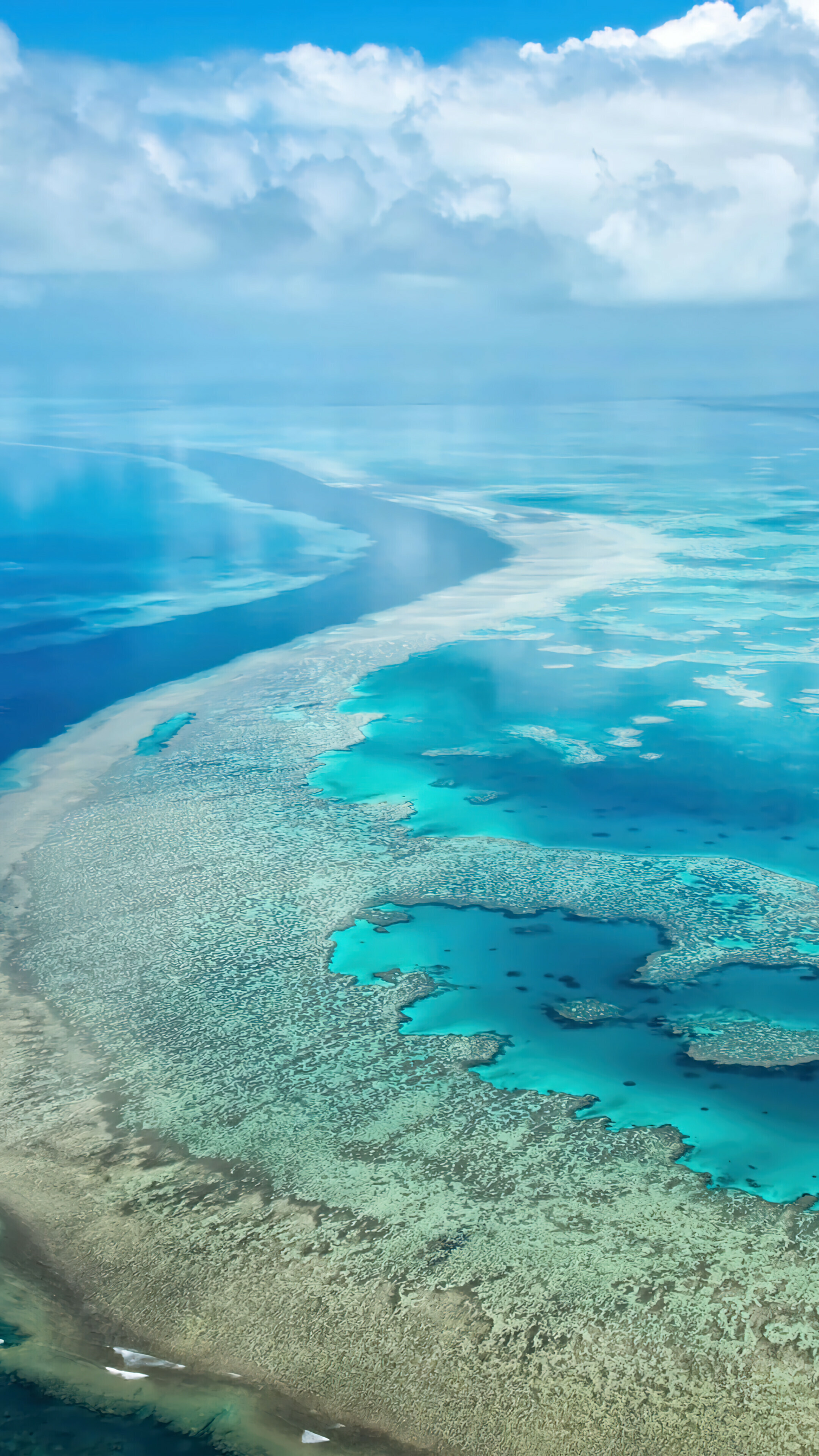 Aerial view, Great Barrier Reef Wallpaper, 2160x3840 4K Phone