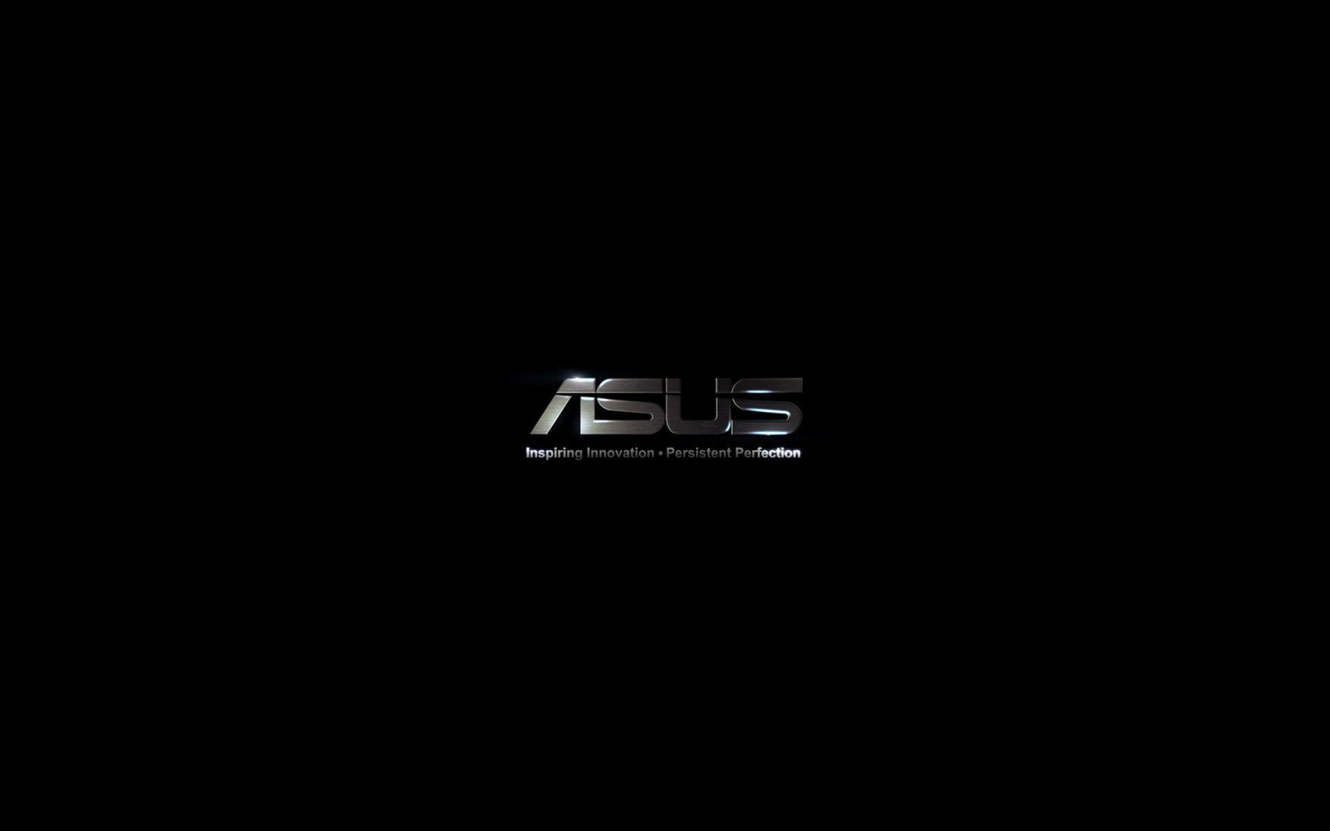 metallic ASUS logo, Inspiring Innovation Persistent Perfection, minimalist black backdrop, HD Desktop wallpaper