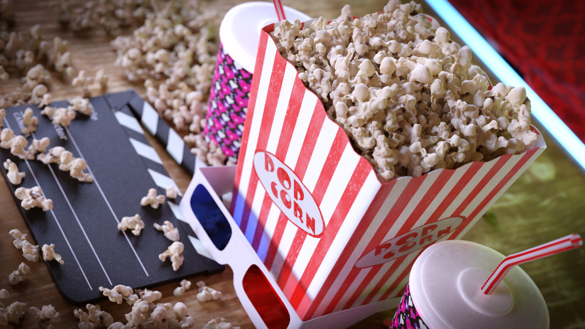 Popcorn in art, Artistic creation, Theatrical inspiration, Popcorn cinema, 1920x1080 Full HD Desktop