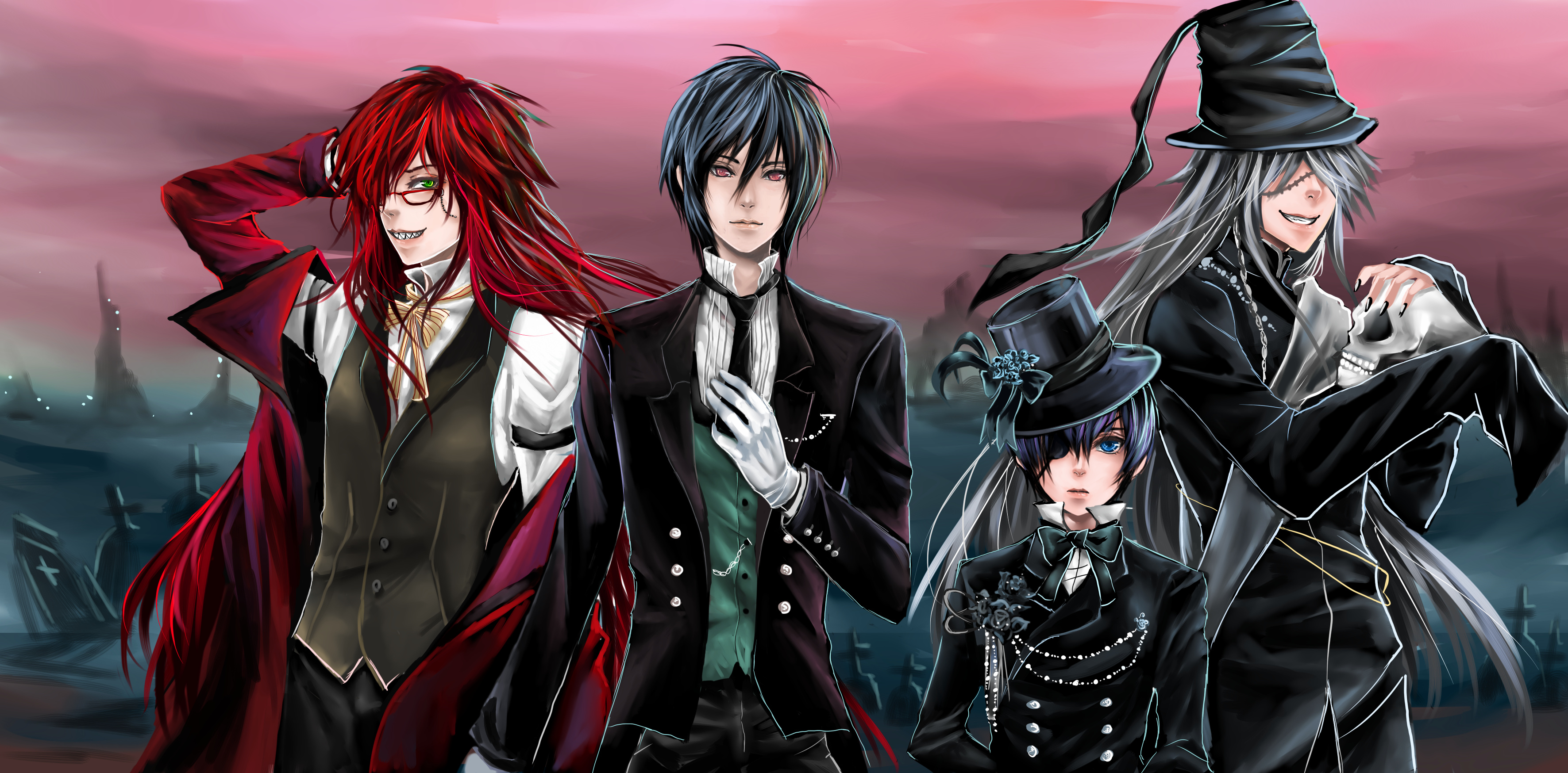 Grell Sutcliff, HD wallpapers, Backgrounds, Anime, 3550x1750 Dual Screen Desktop