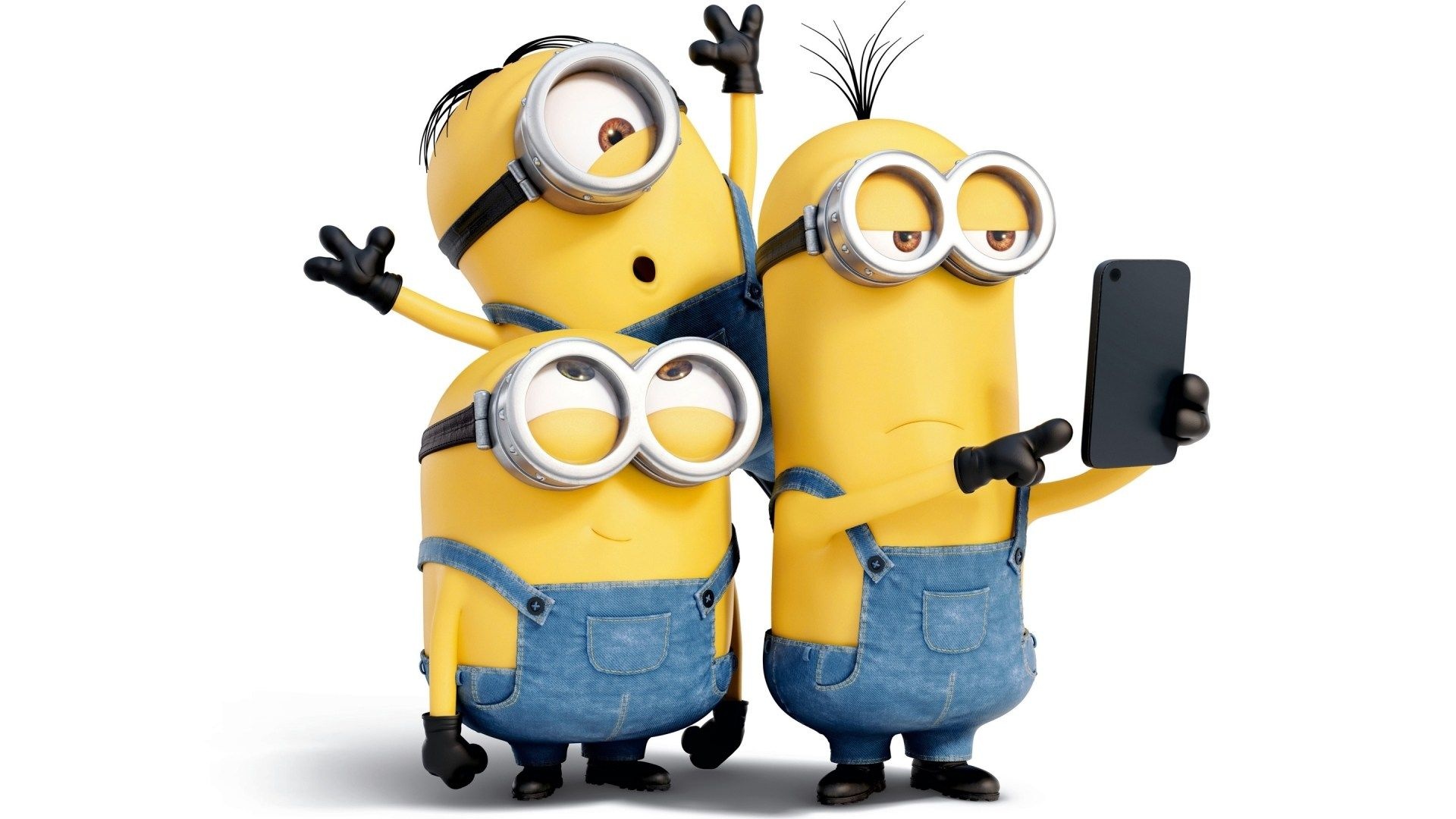 Minion Bob, Minion Kevin, Minion Stuart, black smartphone, Full HD Desktop wallpaper