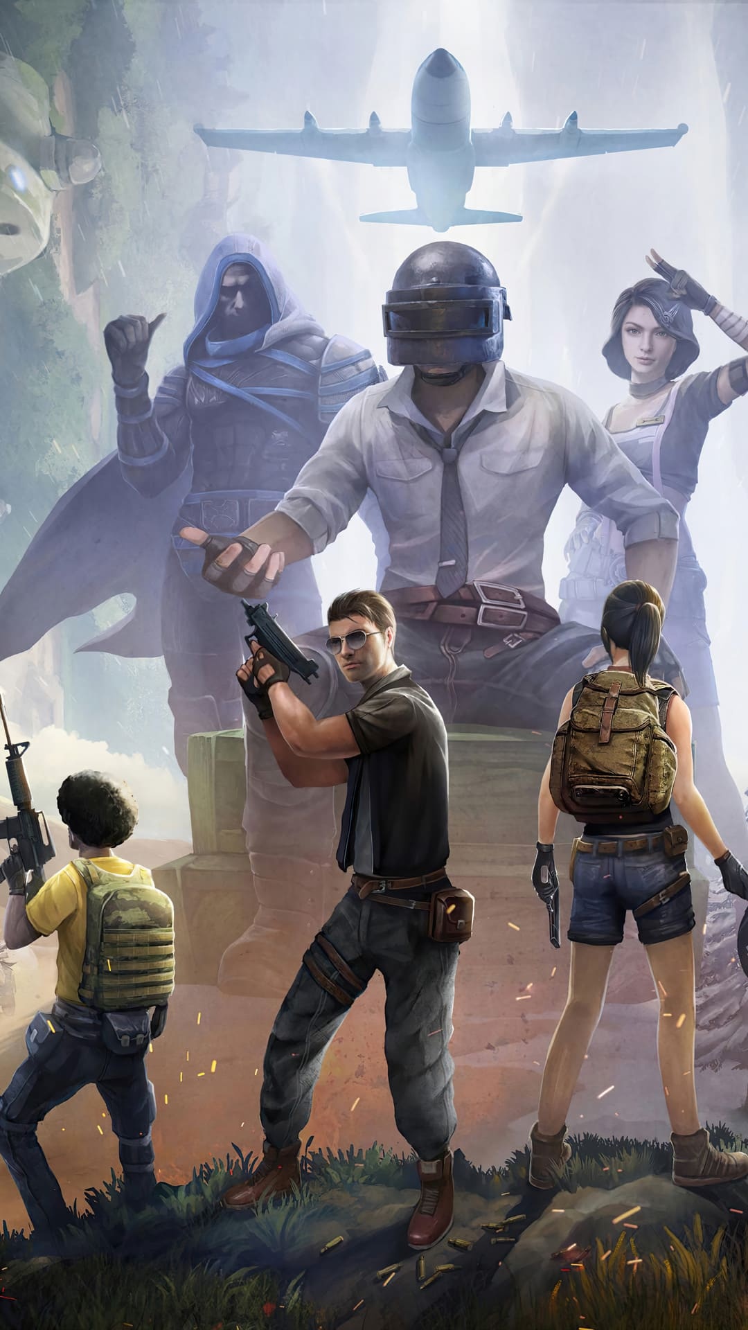PUBG Lone Survivor, Level 3 Spetsnaz Helmet, PUBG cargo plane, armed battle royale squad, Full HD Phone wallpaper