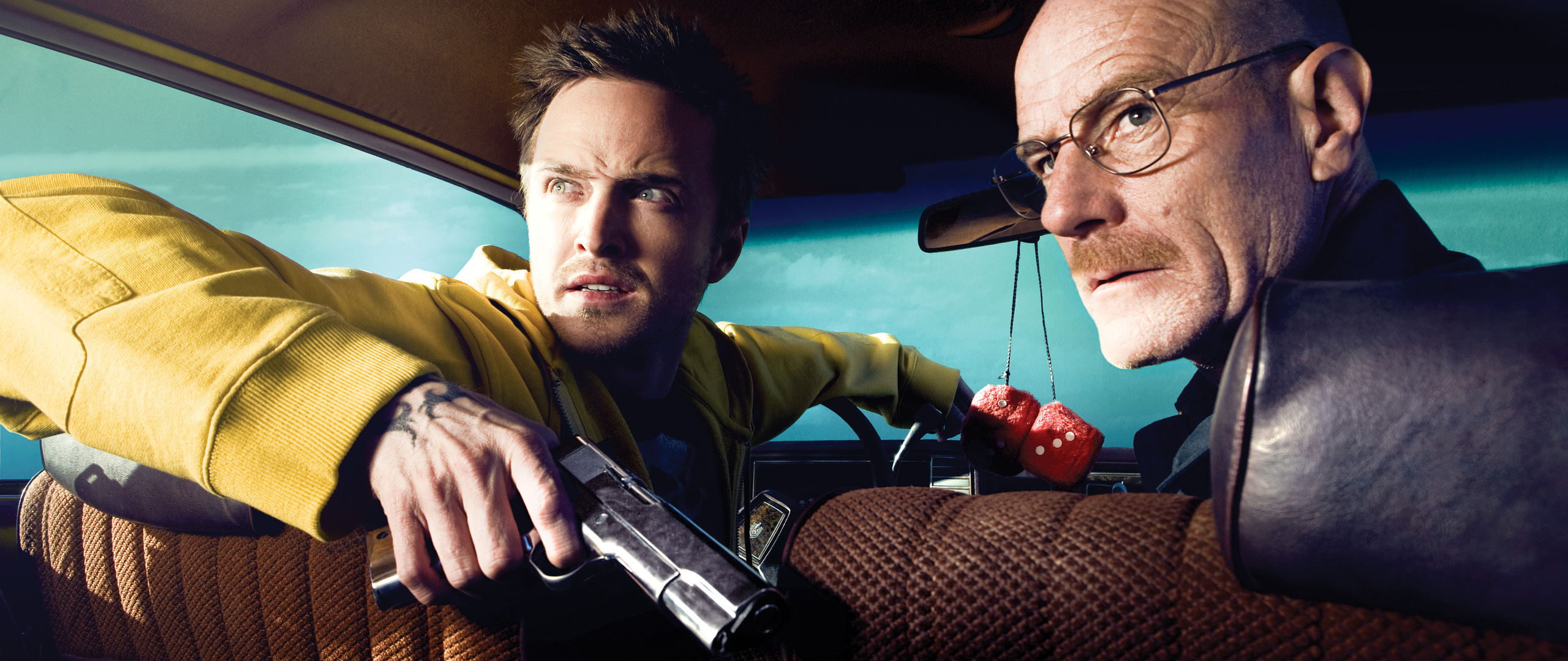 Jesse Pinkman, Walter White, 1982 Chevrolet Monte Carlo, Dual Screen Desktop wallpaper