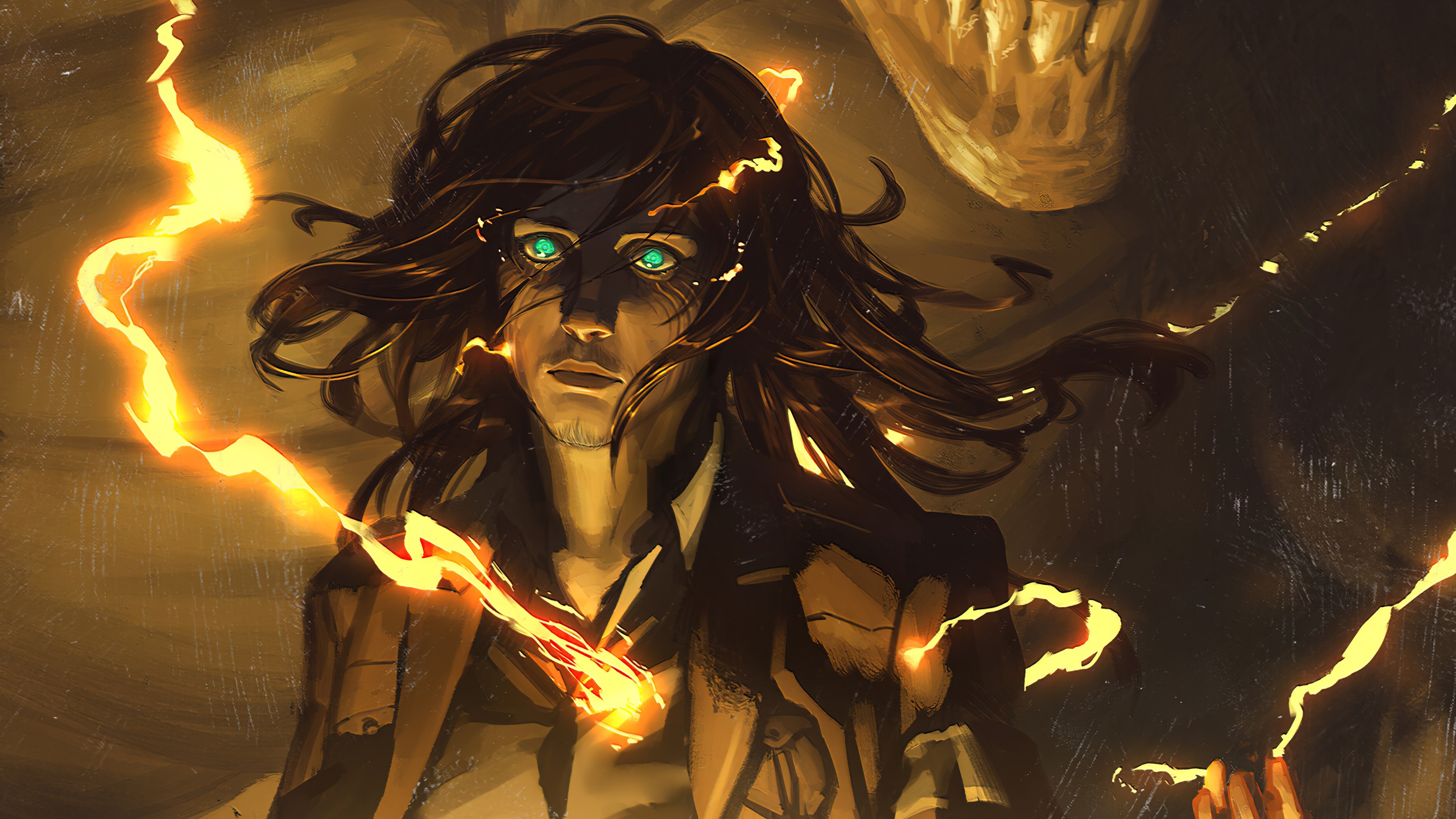 Eren Yeager, Titan transformation lightning, Attack Titan, 4K Desktop wallpaper