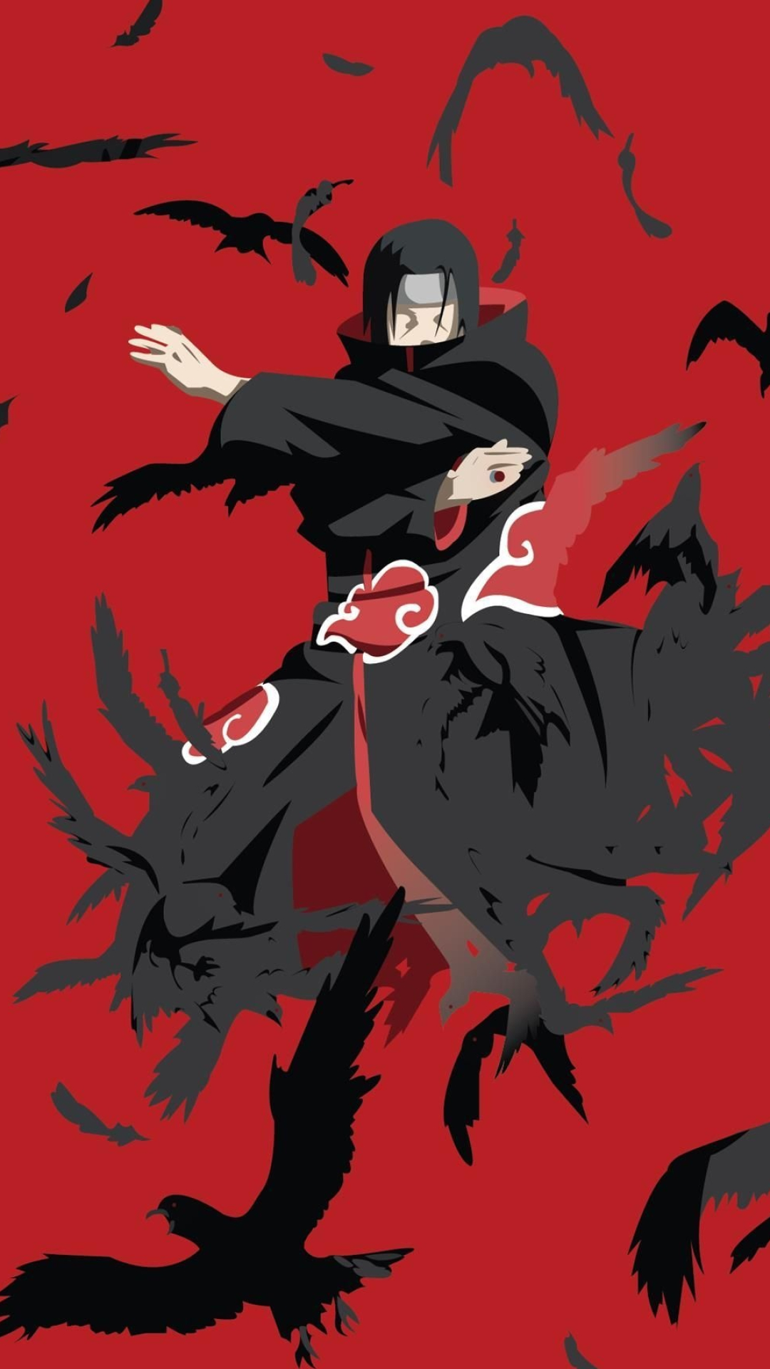 Itachi Uchiha, Akatsuki cloak, black crows, Full HD Phone wallpaper