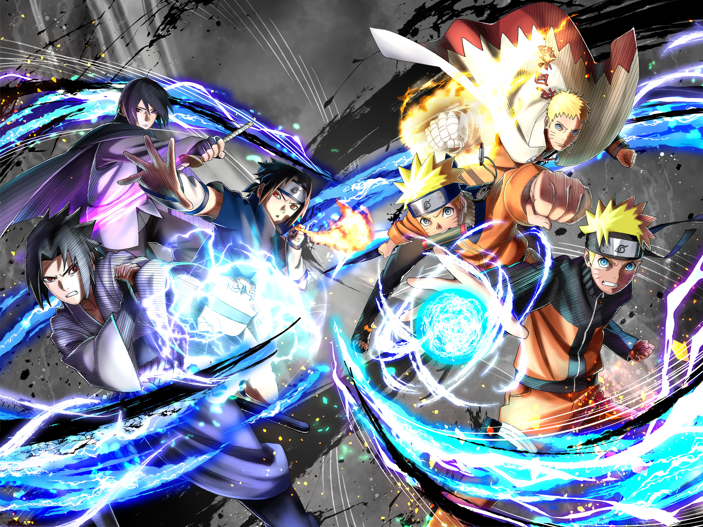 Naruto Uzumaki, Sasuke Uchiha, Seventh Hokage Naruto, Rasengan, Chidori, HD Desktop wallpaper