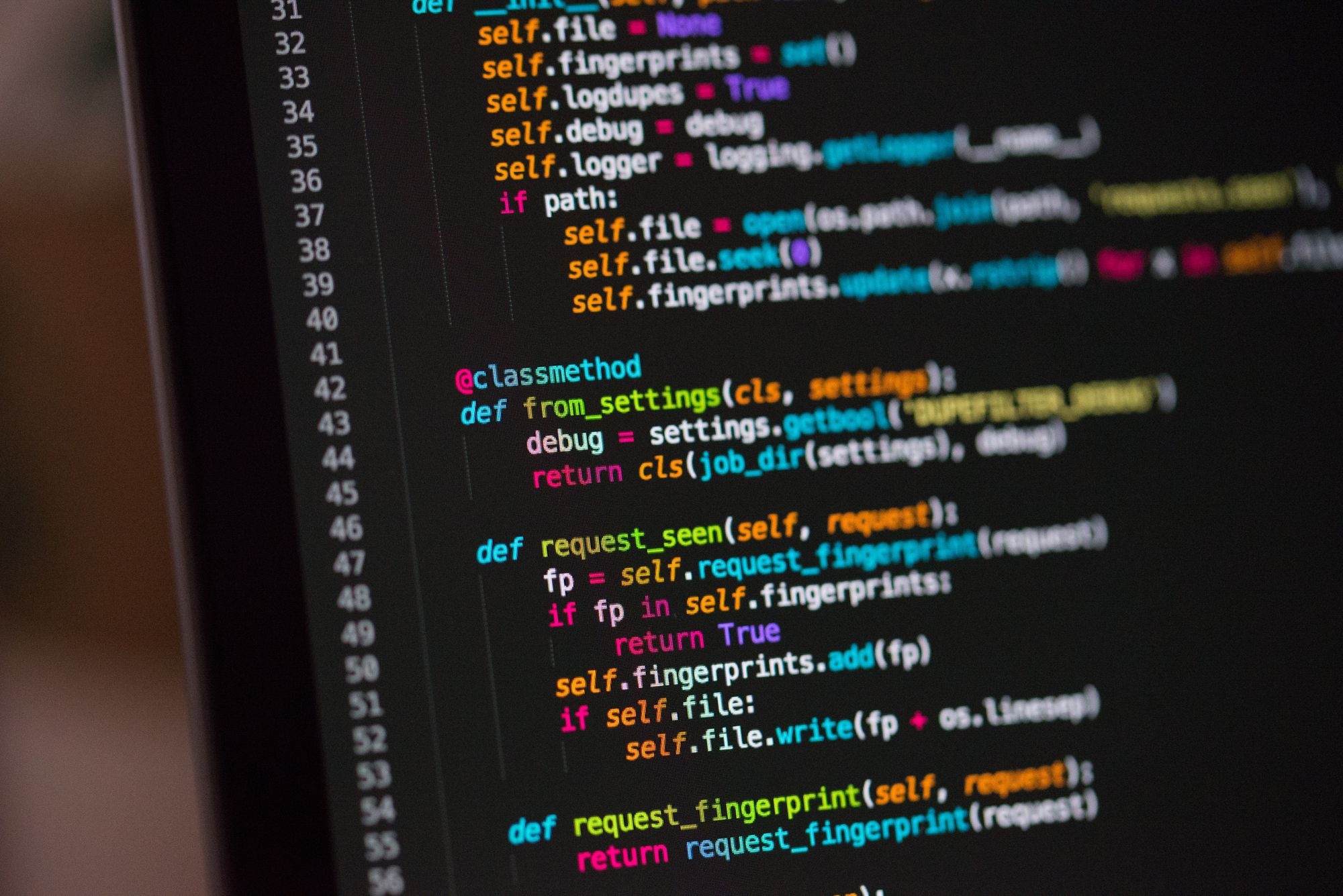 def request_seen, syntax highlighted Python code, dark mode code editor, HD Desktop wallpaper