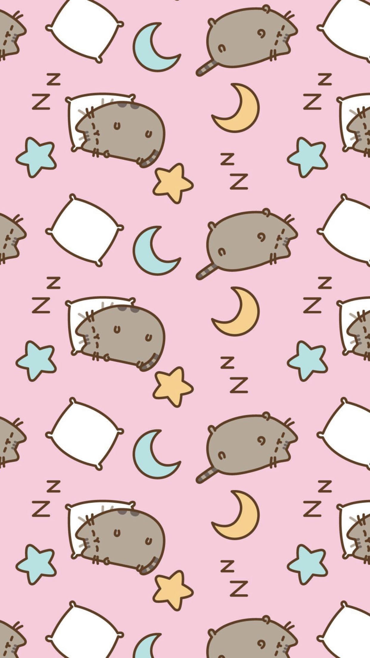 Sleeping Pusheen, Crescent moons and stars, Bed pillows, HD Phone wallpaper
