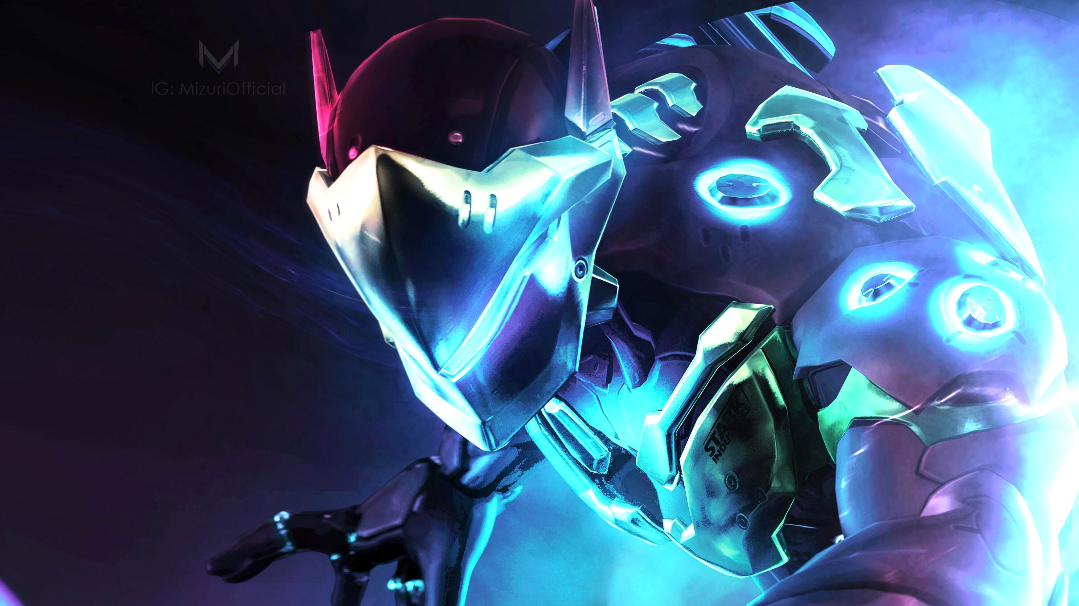 Genji Iron Man crossover, Superhero fusion, Powerful and dynamic, Legendary combination, 3500x1970 HD Desktop