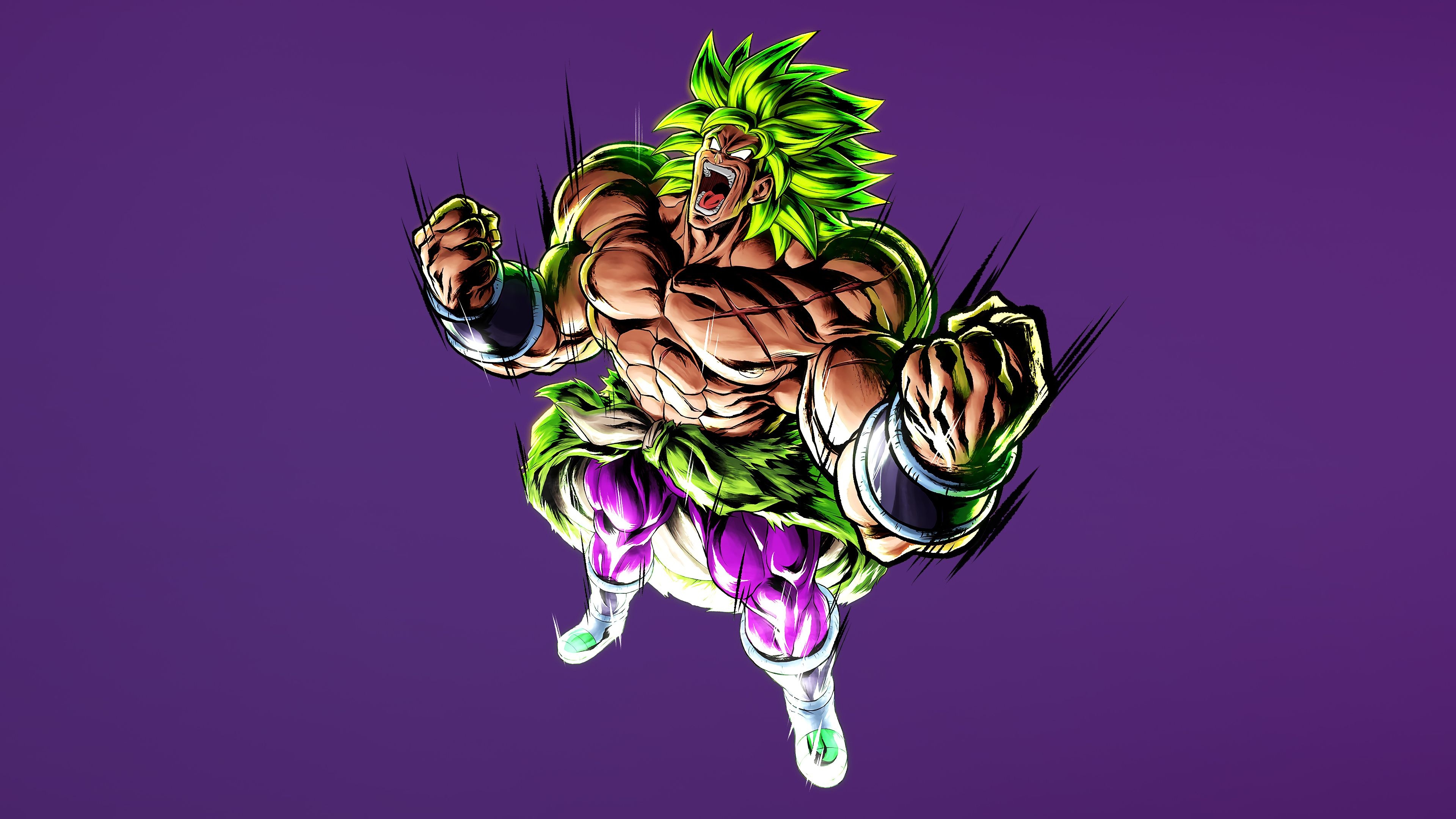 Super Saiyan Broly, Dragon Ball Legends, Purple background, 4K Desktop wallpaper