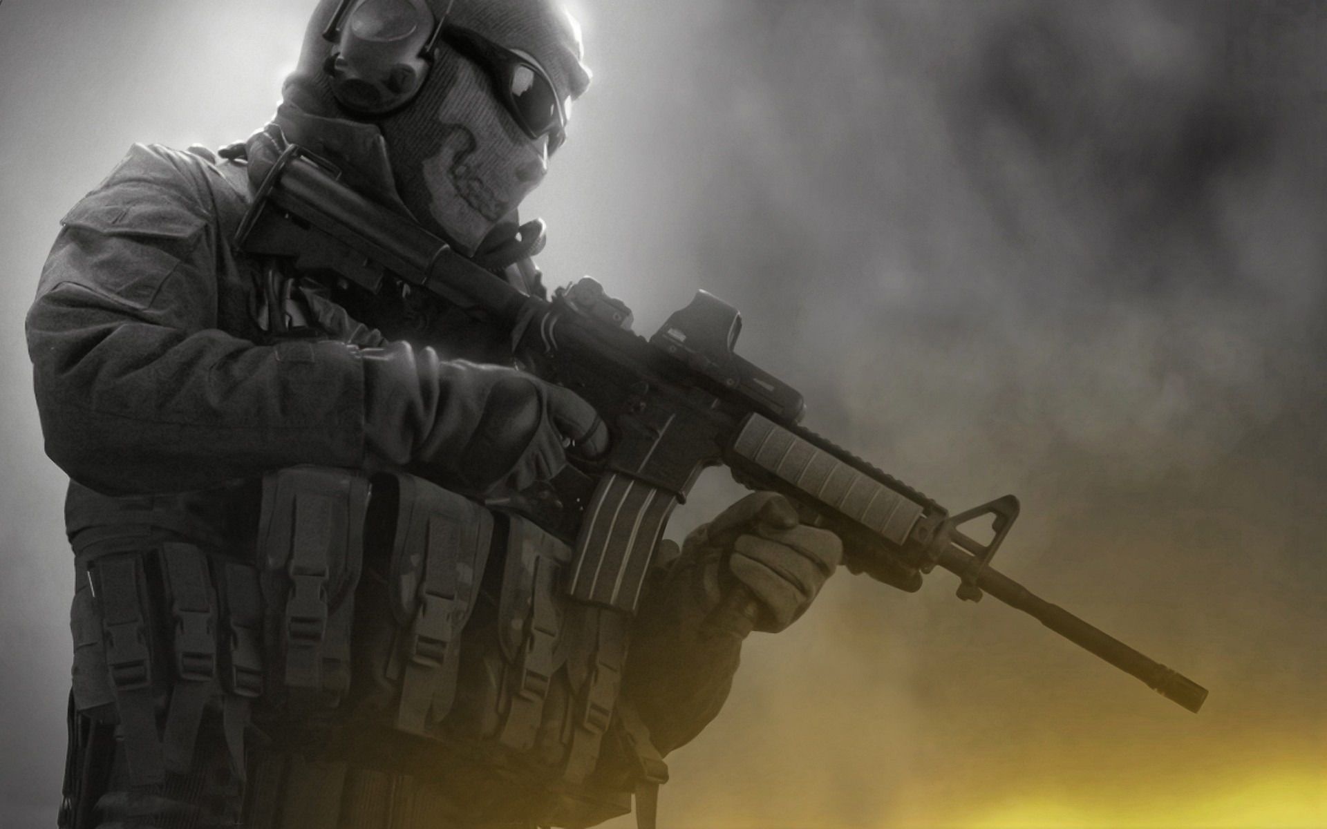 Simon 'Ghost' Riley, M4A1 assault rifle, Tactical skull balaclava, HD Desktop wallpaper