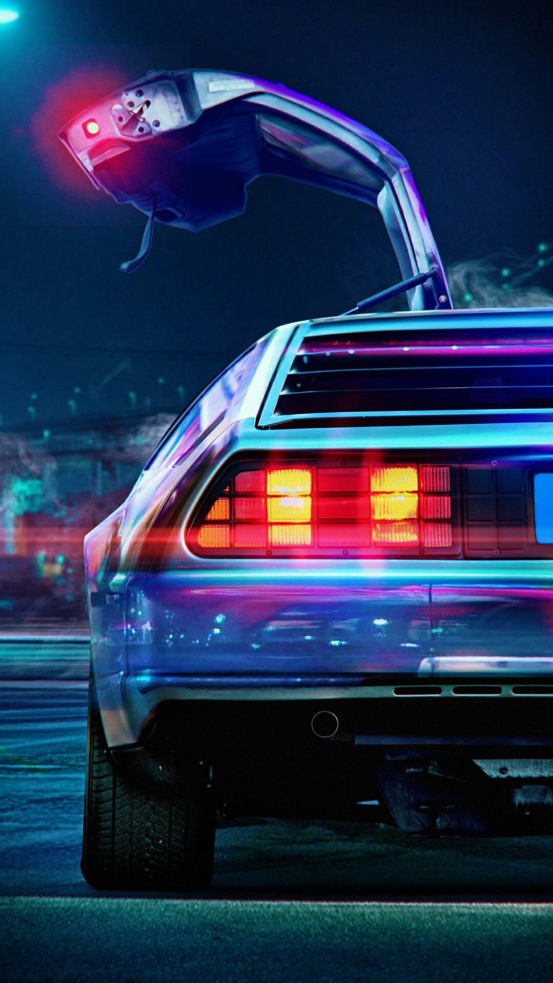 Cars iPhone wallpaper, Delorean DMC, Delorean neon noir, 1080x1920 Full HD Phone