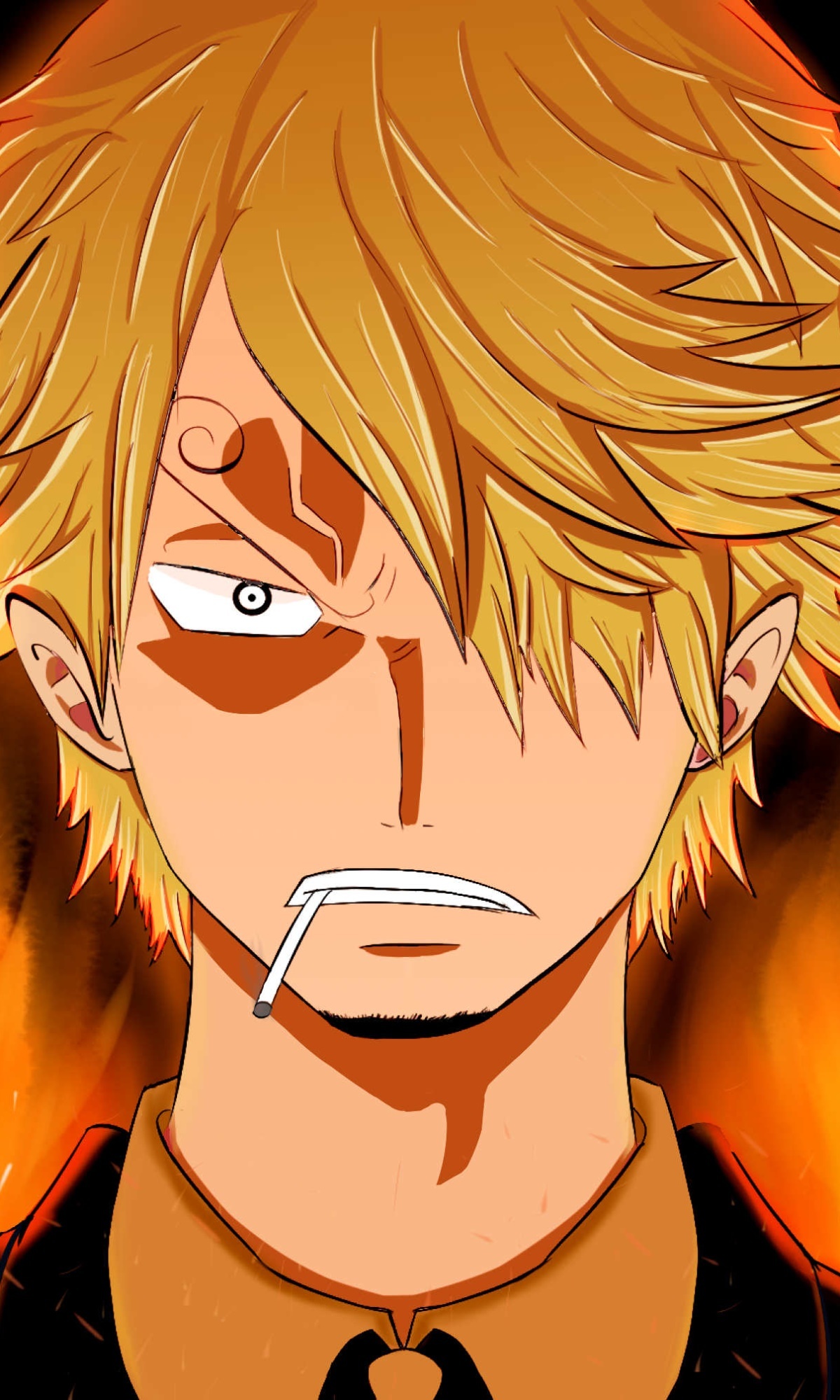 Vinsmoke Sanji, cigarette, blazing fire, HD Phone wallpaper