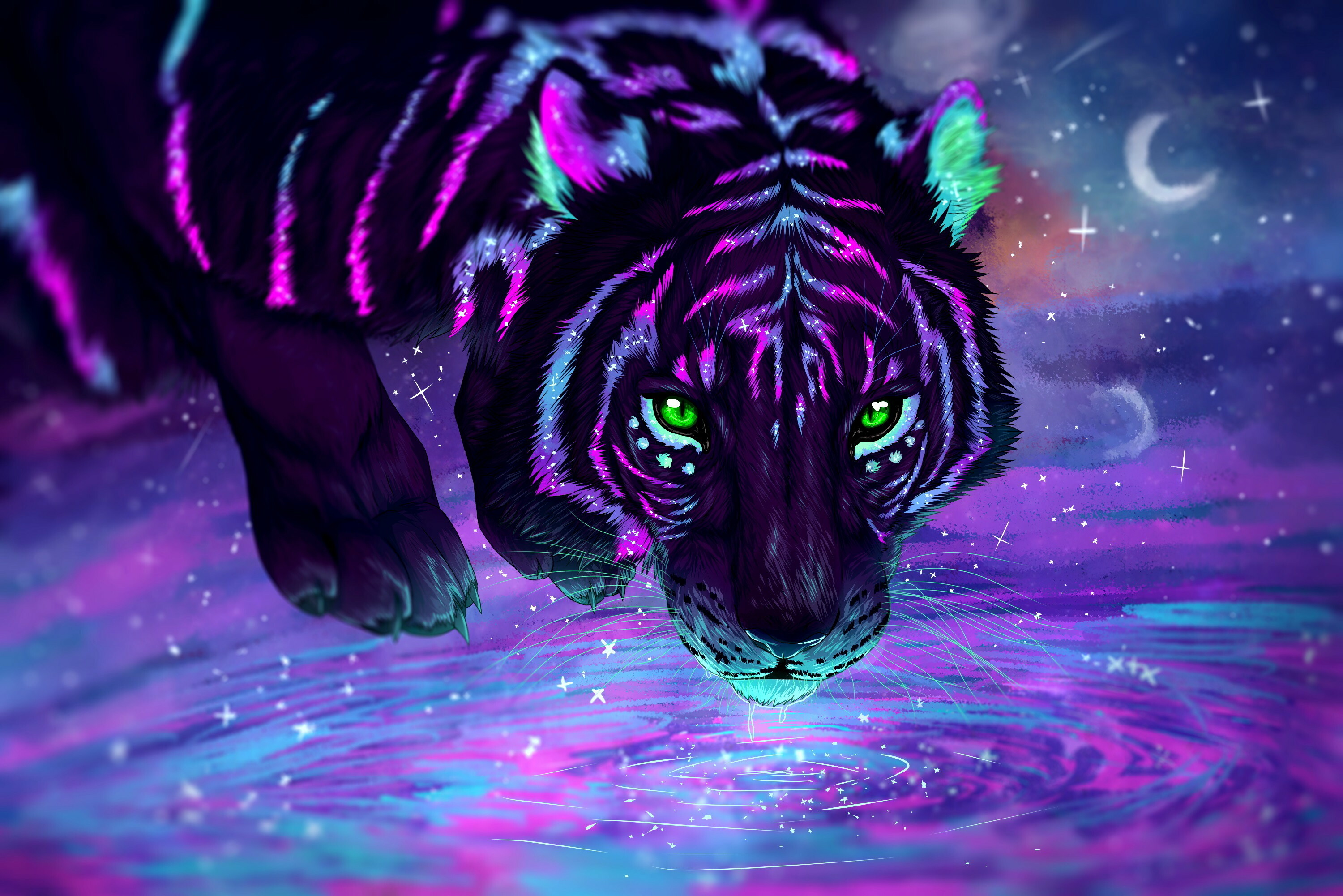 Artwork, Tigers Wallpaper, 3000x2010 HD Desktop