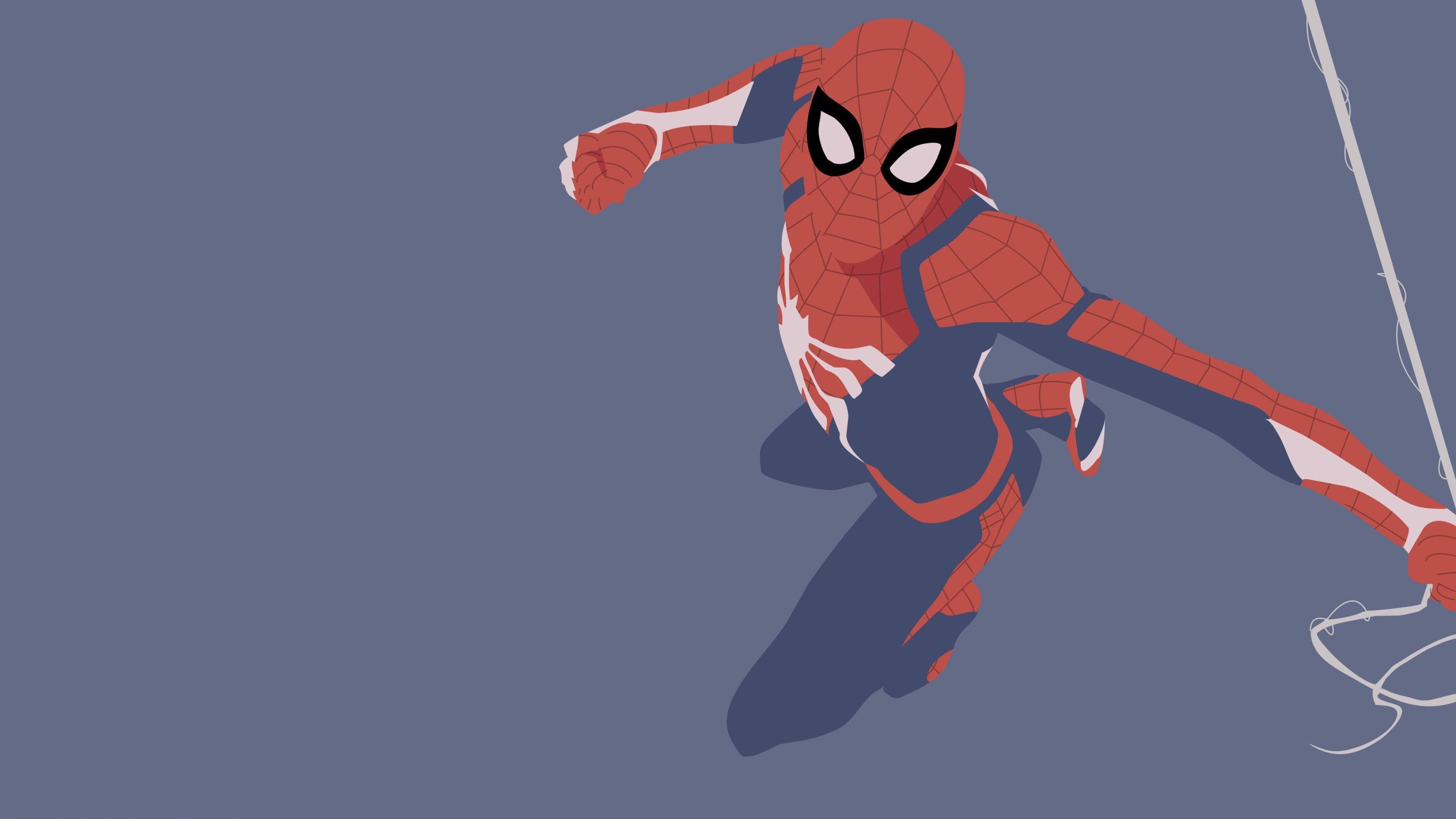 Spider-Man Advanced Suit, web line, minimalist vector illustration, 4K Desktop wallpaper