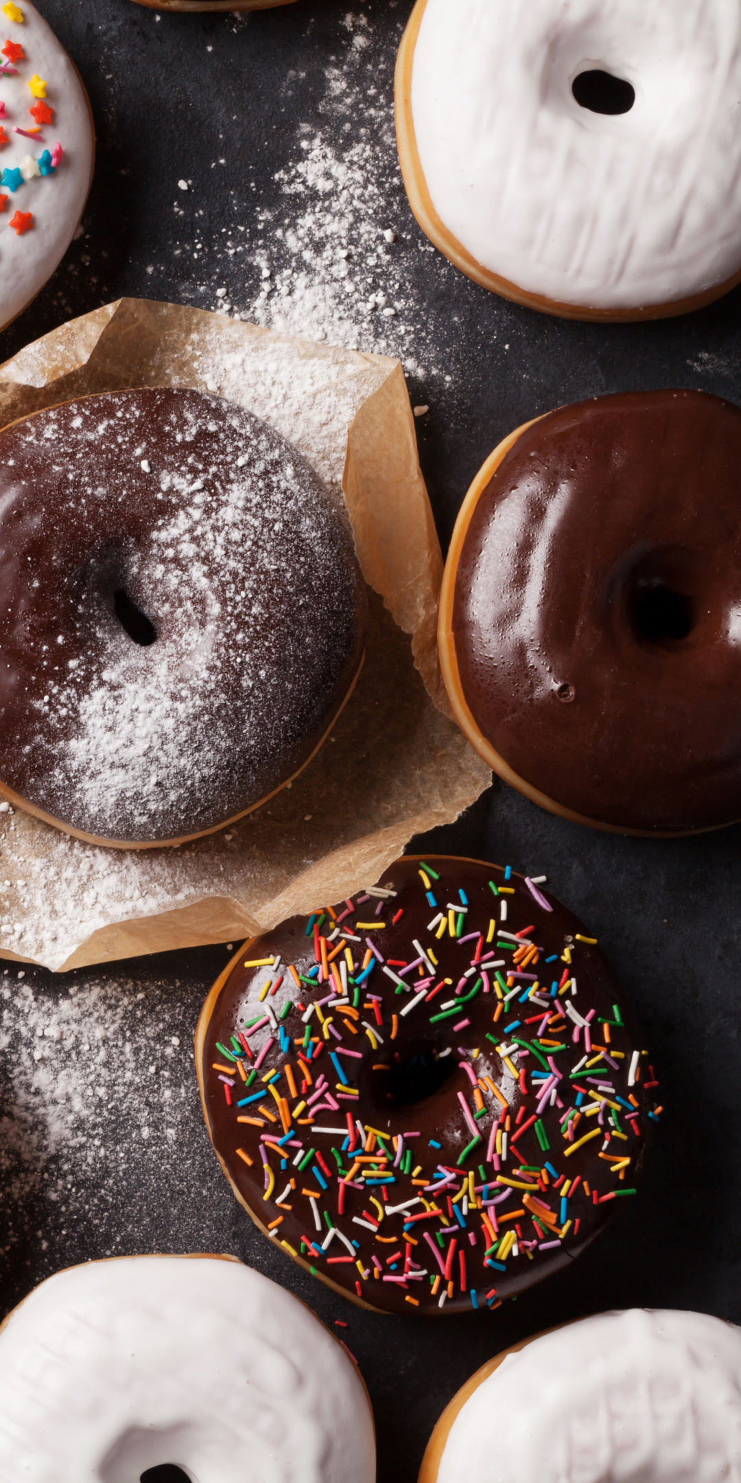 Mouthwatering donuts, Colorful sprinkles, Sweet sensation, Fluffy goodness, 1080x2160 HD Phone