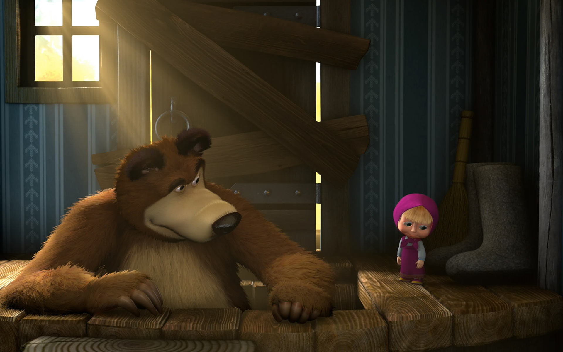 Masha and the Bear, Playful wallpaper, Charming illustration, Wholesome entertainment, 1920x1200 HD Desktop