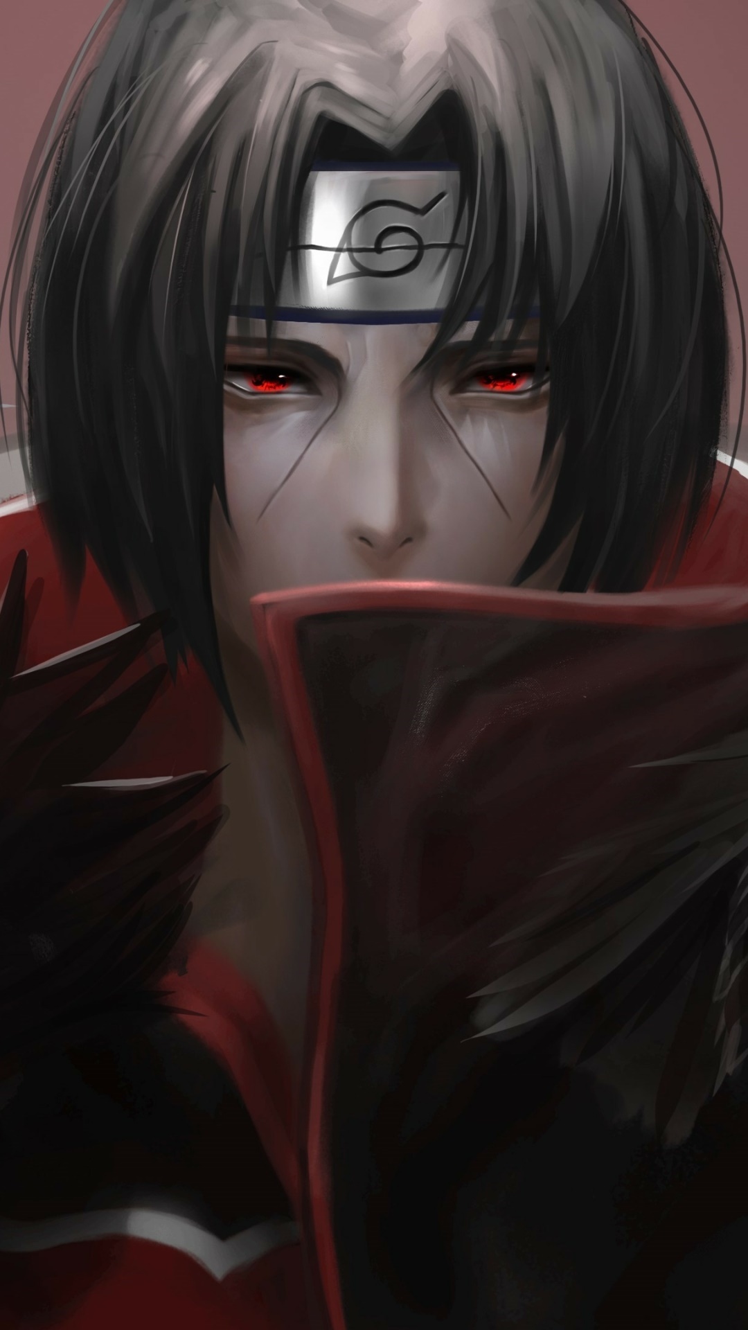 Itachi Uchiha, scratched Konoha headband, Akatsuki cloak, Full HD Phone wallpaper