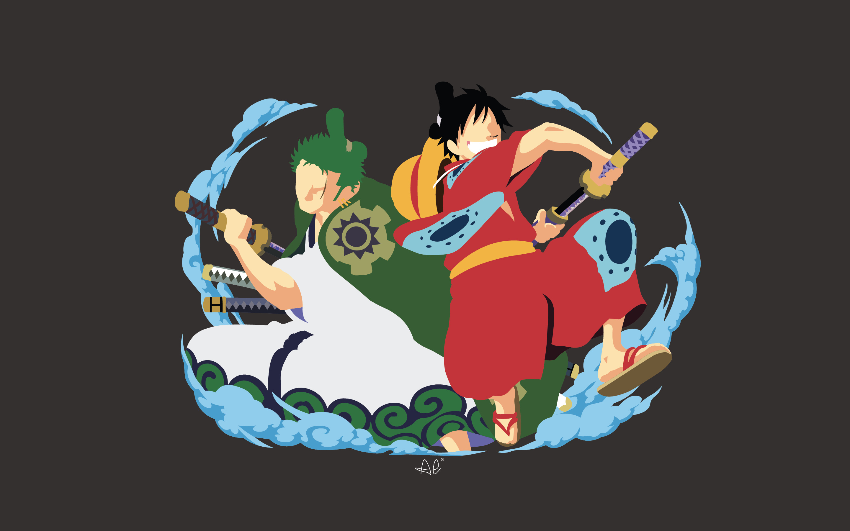 Roronoa Zoro, Monkey D. Luffy, Wano Country arc, HD Desktop wallpaper