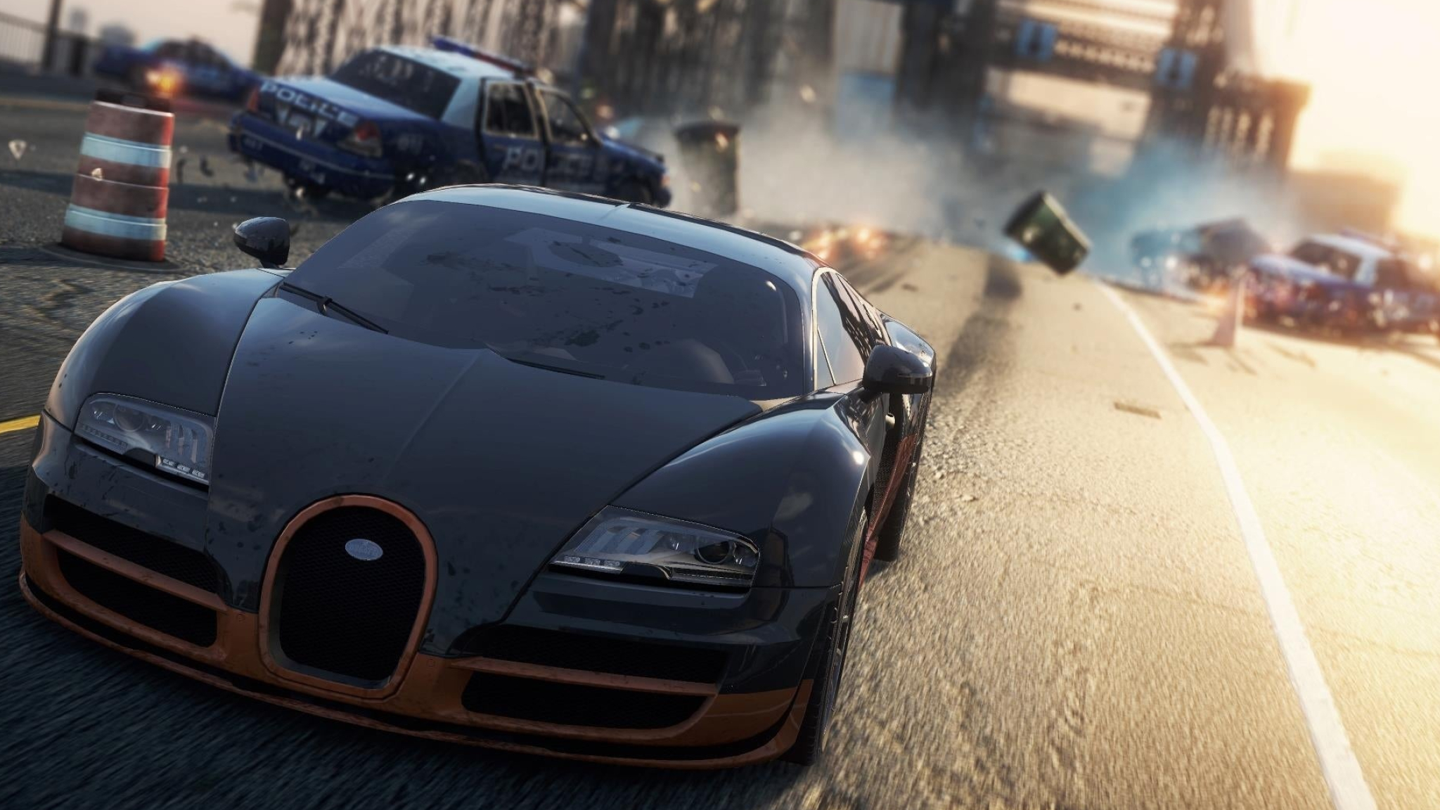 Bugatti Veyron 16.4 Super Sport, police cruiser chase, Need for Speed: Most Wanted, HD Desktop wallpaper