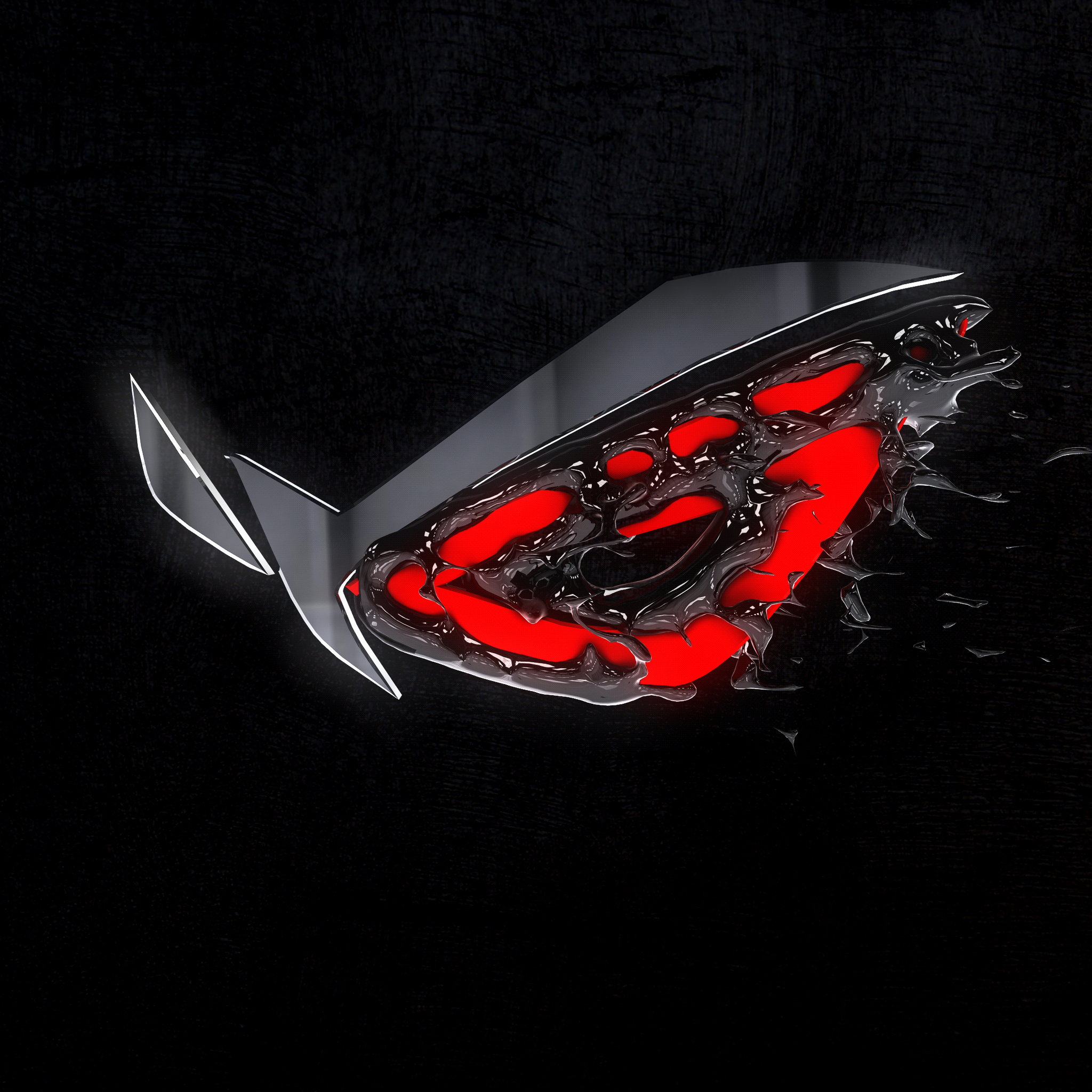 ASUS Republic of Gamers logo, Molten red liquid metal, Black textured backdrop, HD Phone wallpaper