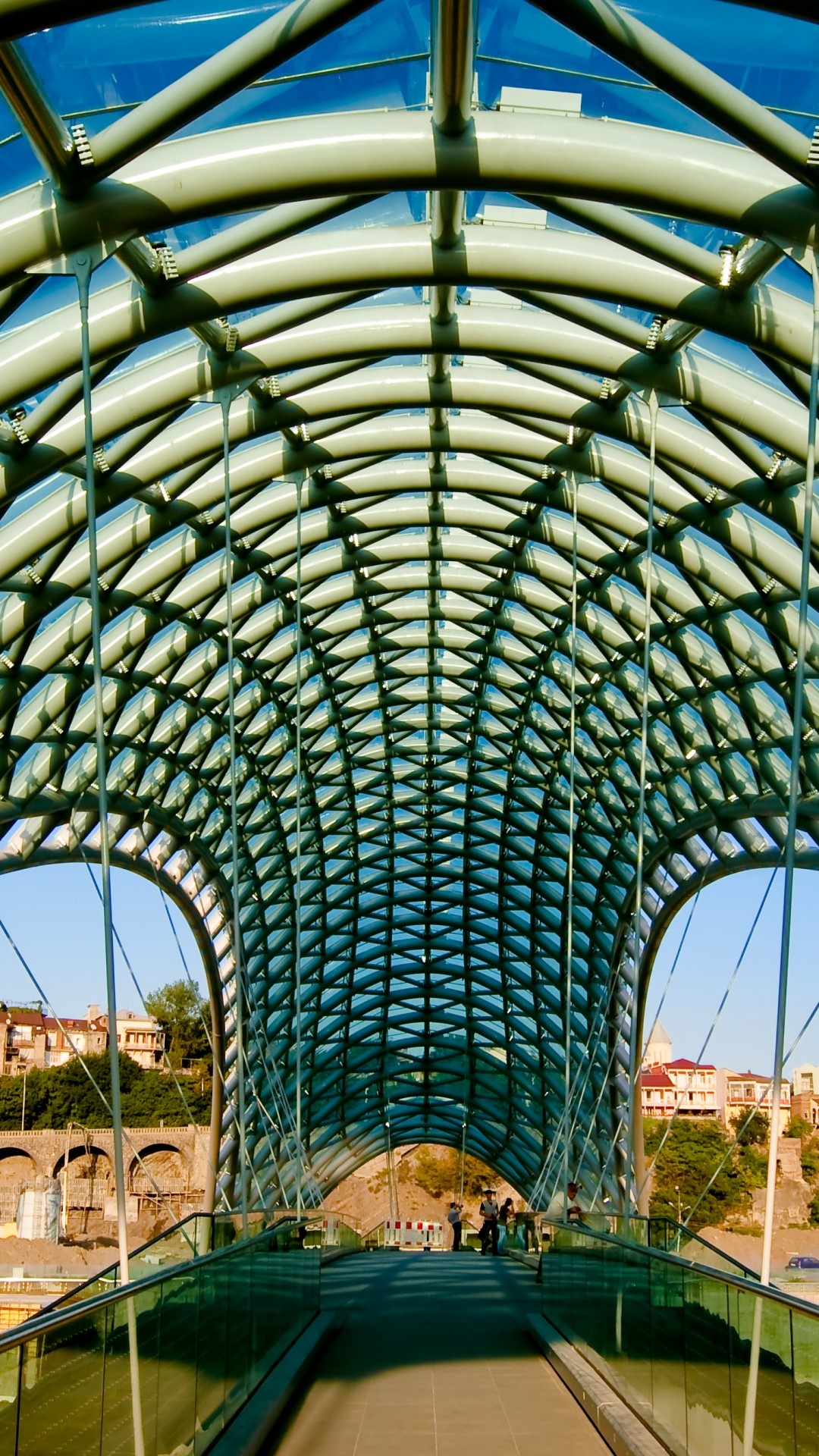 Tbilisi bridge, Architectural wonder, Iconic landmark, City tourism, 1080x1920 Full HD Phone