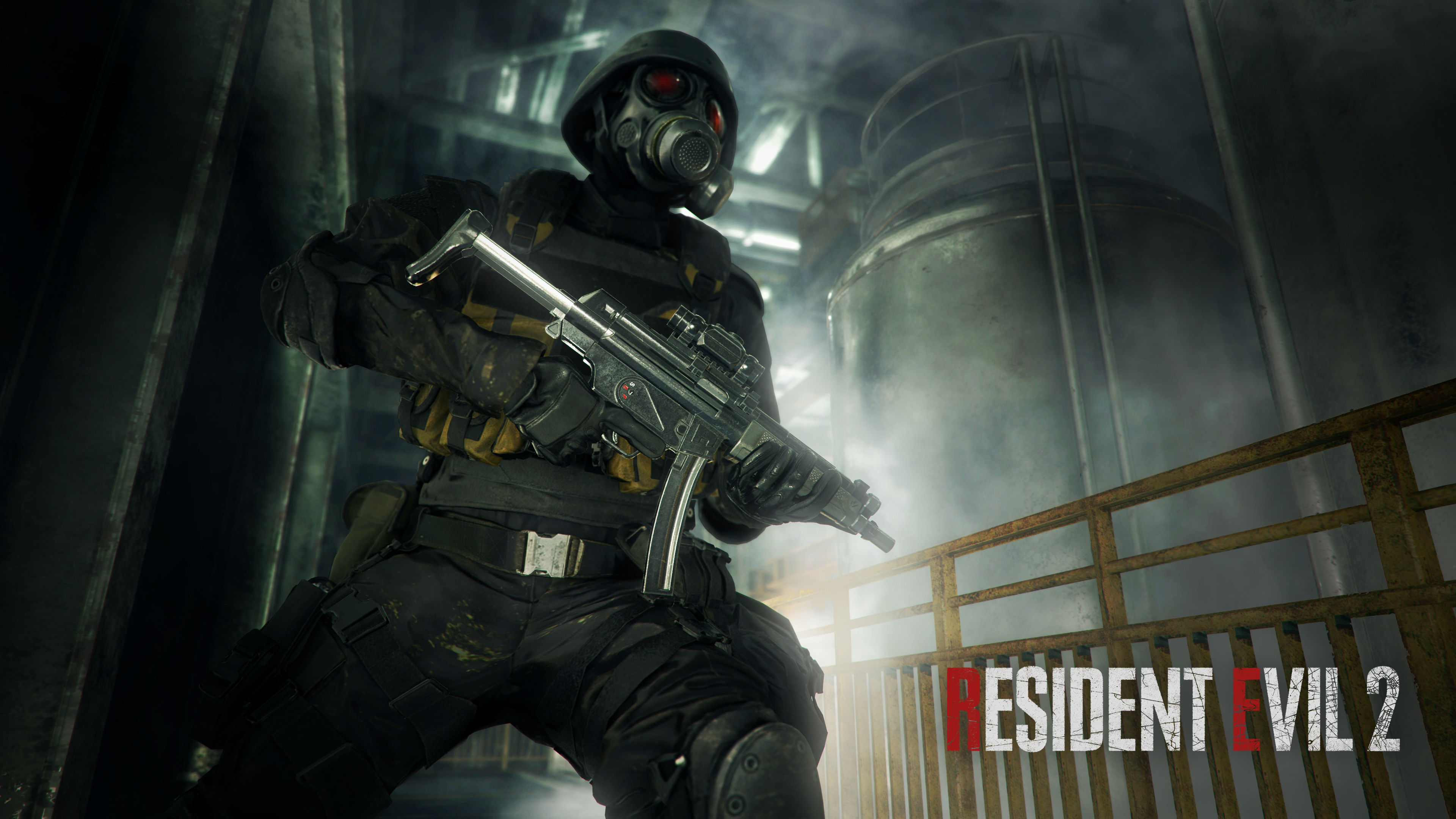 HUNK, Heckler & Koch MP5, RESIDENT EVIL 2, 4K Desktop wallpaper