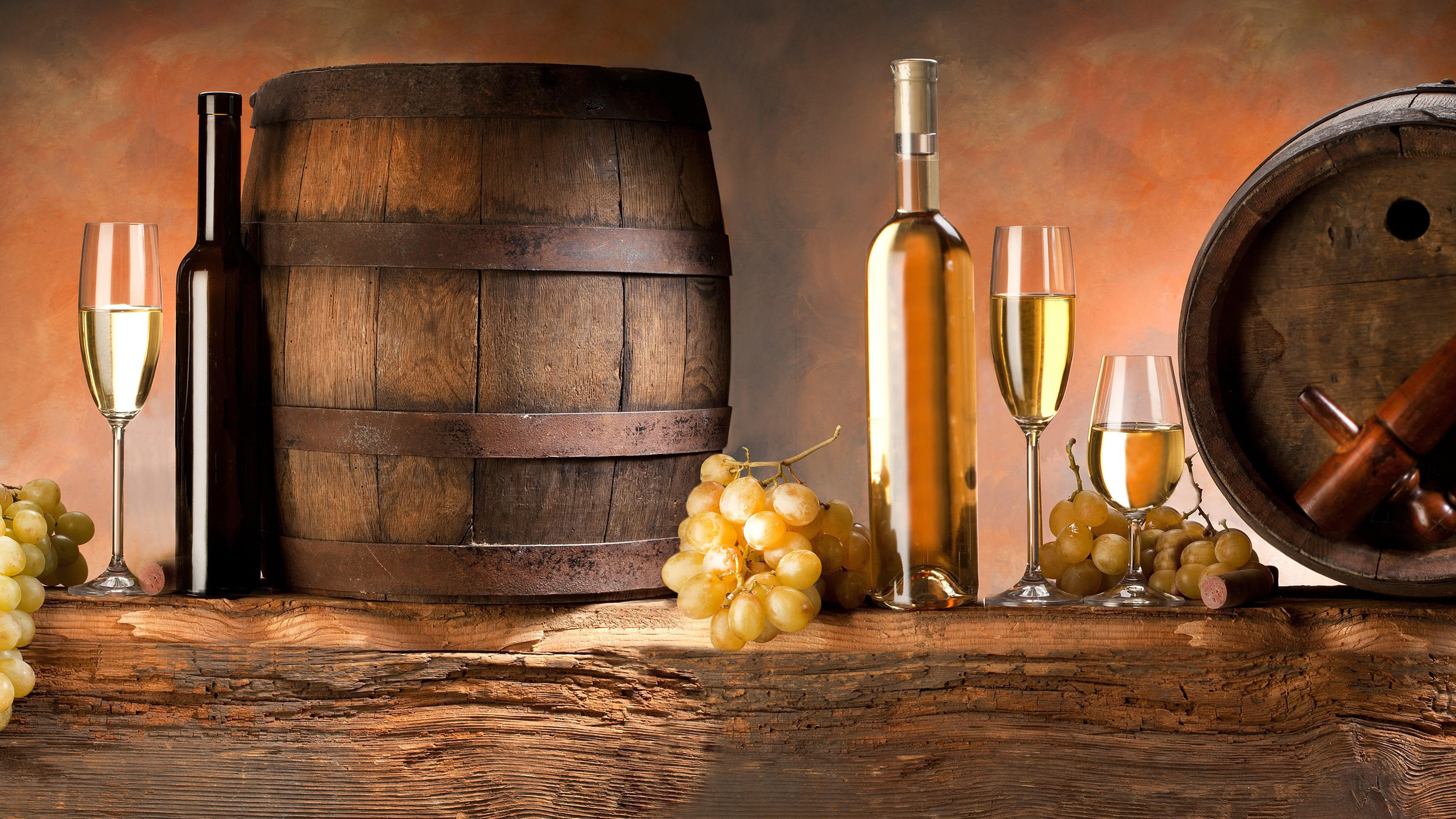 Wine barrels, Grapes Wallpaper, 3840x2160 4K Desktop
