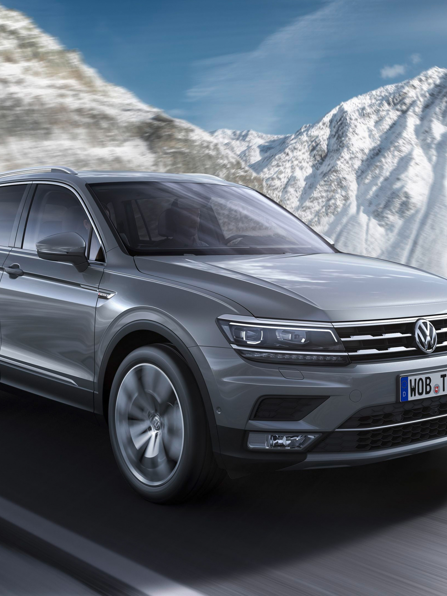 Volkswagen Tiguan, 2018 model, Allspace, 4k wallpaper, 1540x2050 HD Phone
