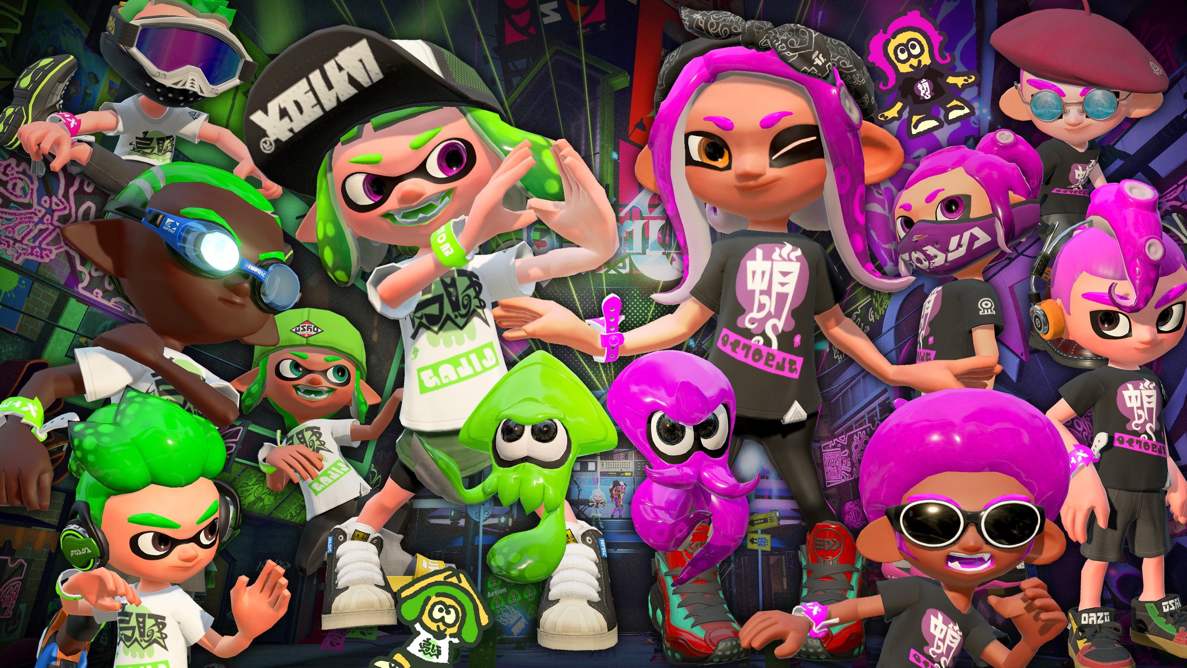 Splatoon 2 legacy, Vibrant ink battles, Unique inkling avatars, Splatted backgrounds, 3840x2160 4K Desktop
