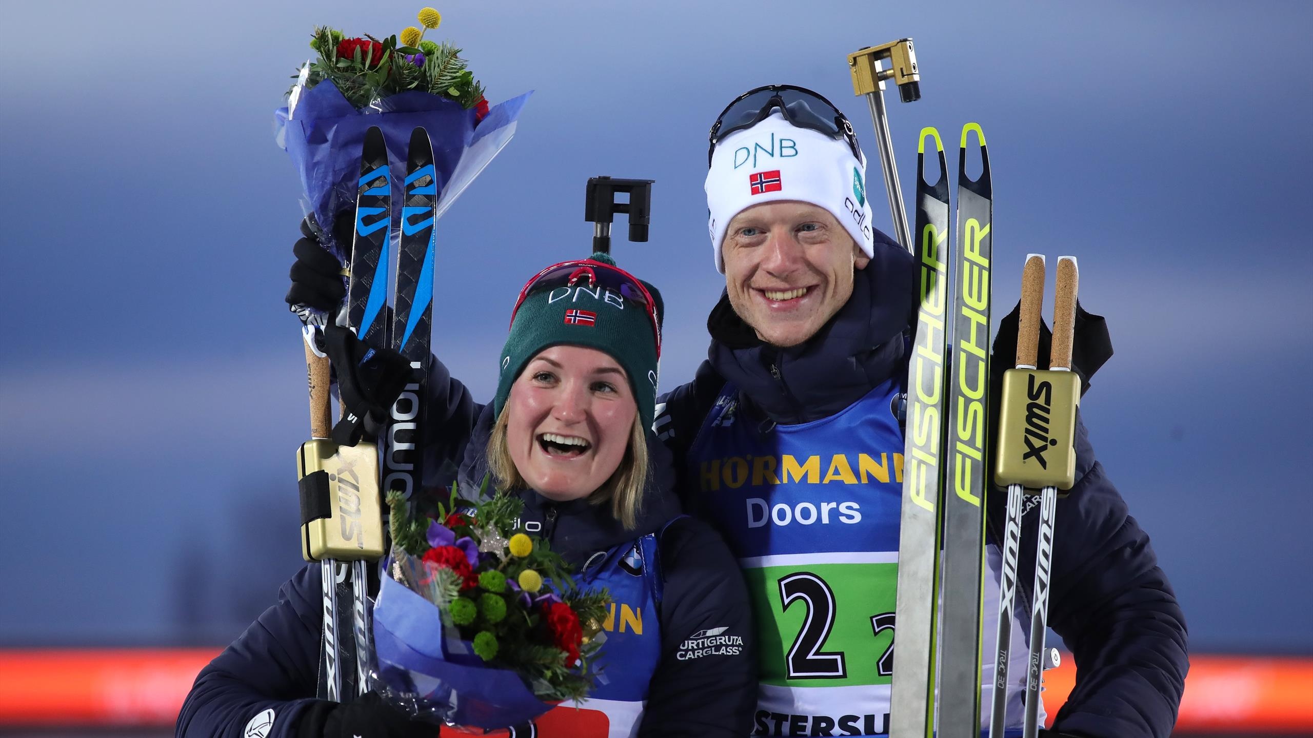 Johannes Thingnes Boe, Marte Olsbu Roiseland Wallpaper, 2560x1440 HD Desktop