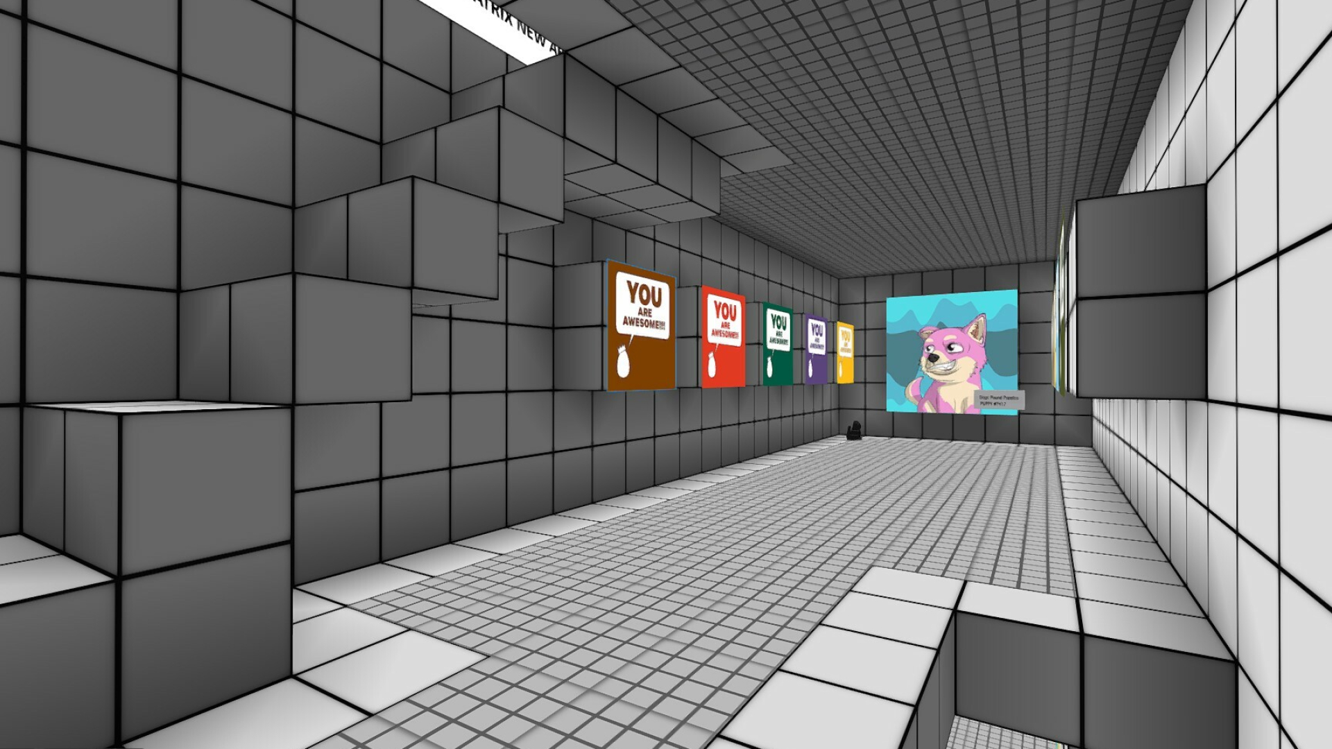NFT gallery in Cryptovoxels, Munich, 1920x1080 Full HD Desktop