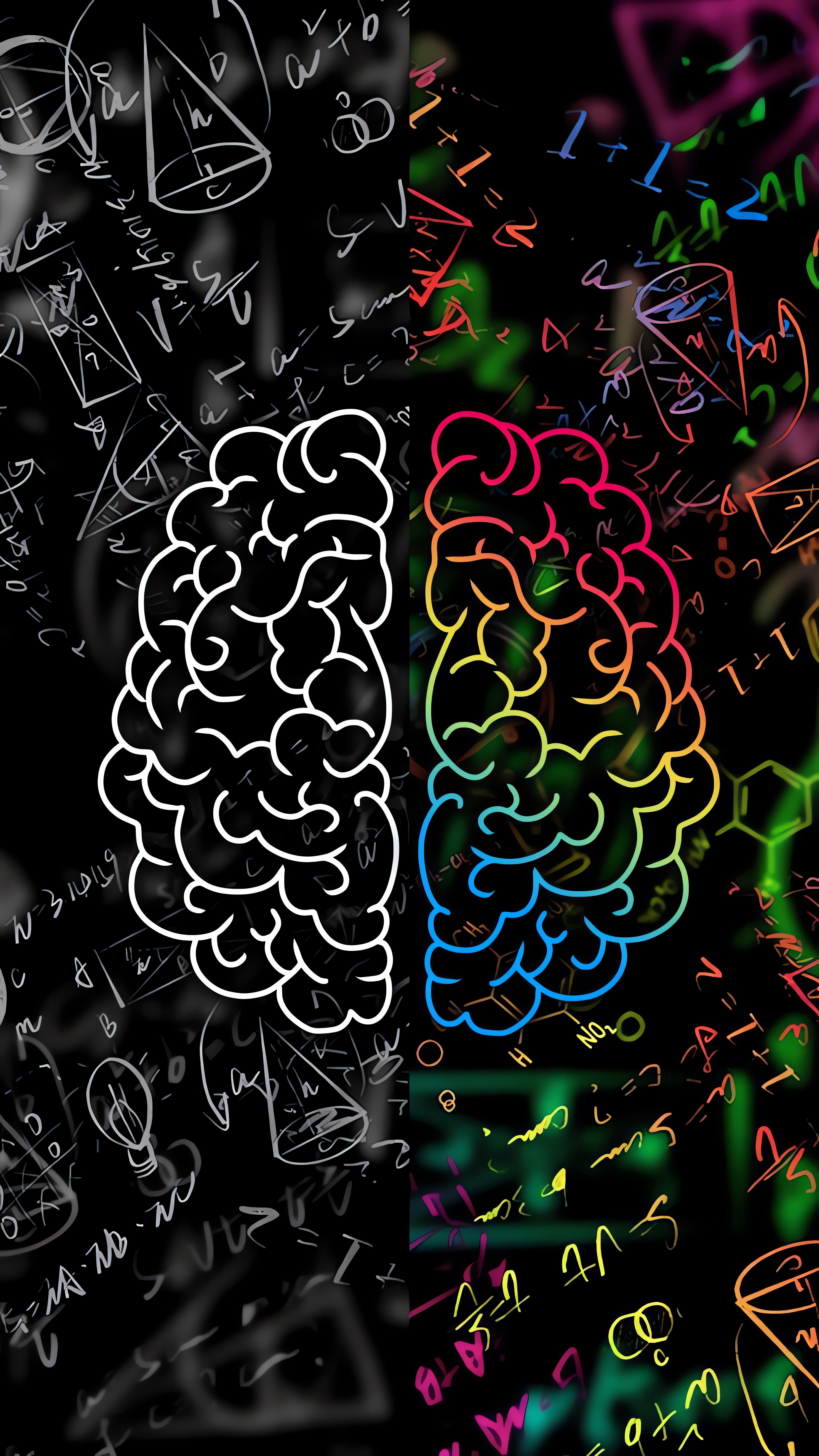 Brain Wallpaper, Two Hemispheres, Difference, 4K Background