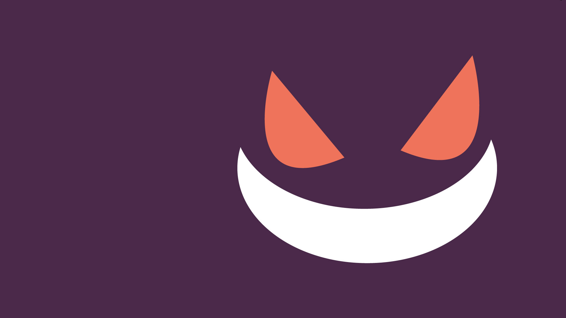 Eyes smile Pokemon, Body parts Gengar, Minimalistic art, Minimalism theme, 1920x1080 Full HD Desktop