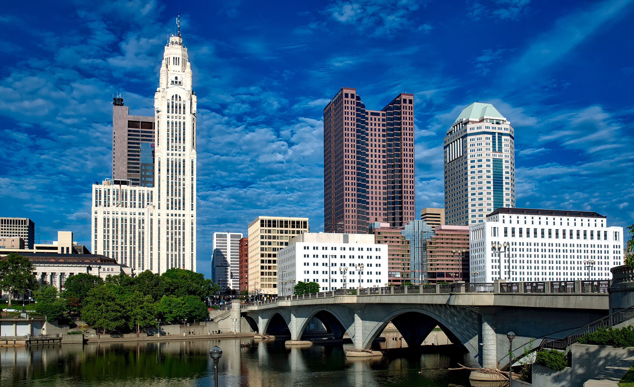 Columbus Skyline, Travels, Blue skies, Urban photography, 2200x1350 HD Desktop
