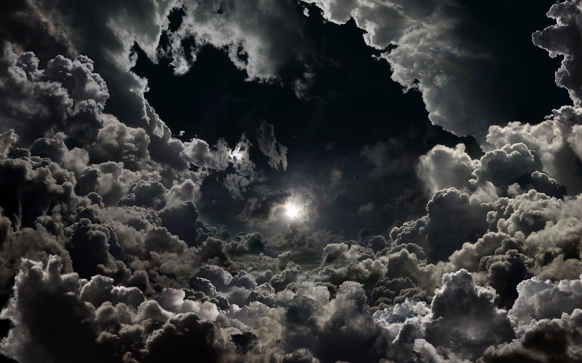 Gray Cloudy Sky, Enigmatic night sky, Mysterious clouds, Dazzling beauty, 1920x1200 HD Desktop