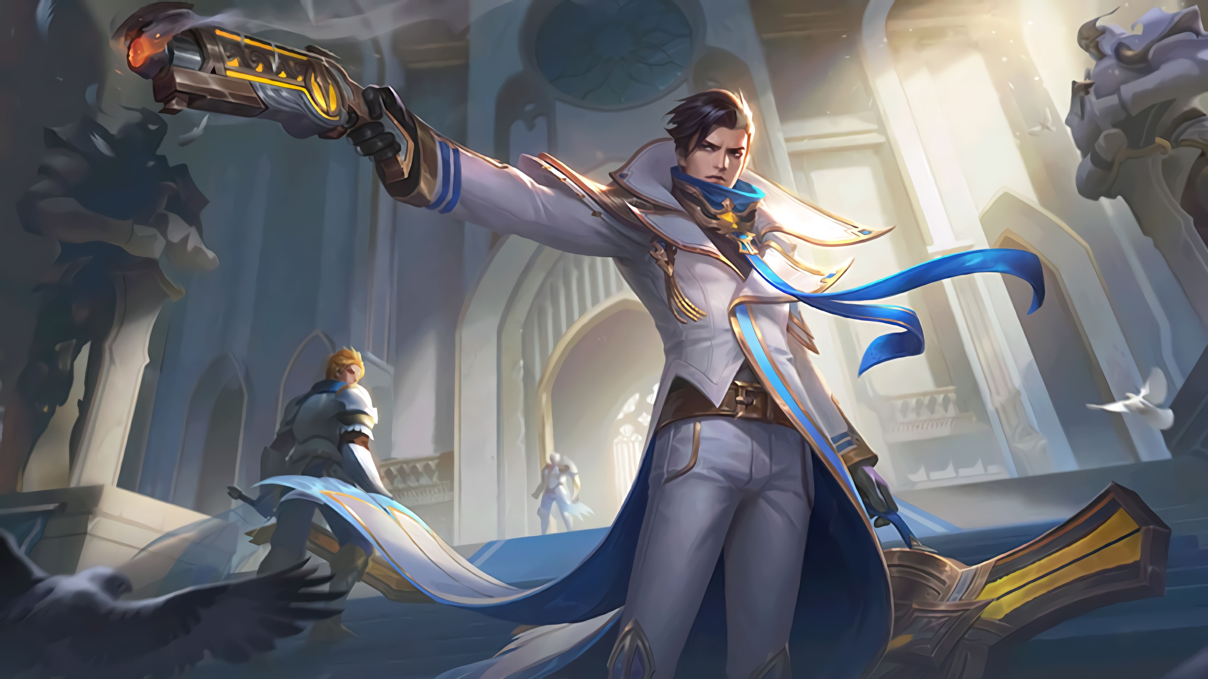 Granger Lightborn Overrider, Alucard Lightborn Striker, Moniyan Empire grand hall, 4K Desktop wallpaper