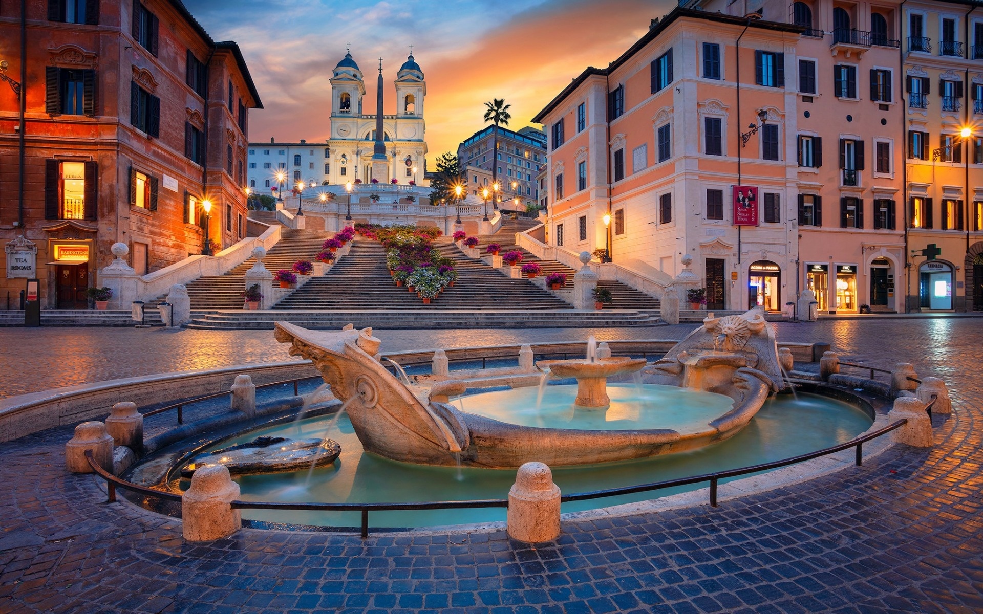 Spanish Steps, Fontana della Barcaccia, Piazza di Spagna, Rome, 1920x1200 HD Desktop