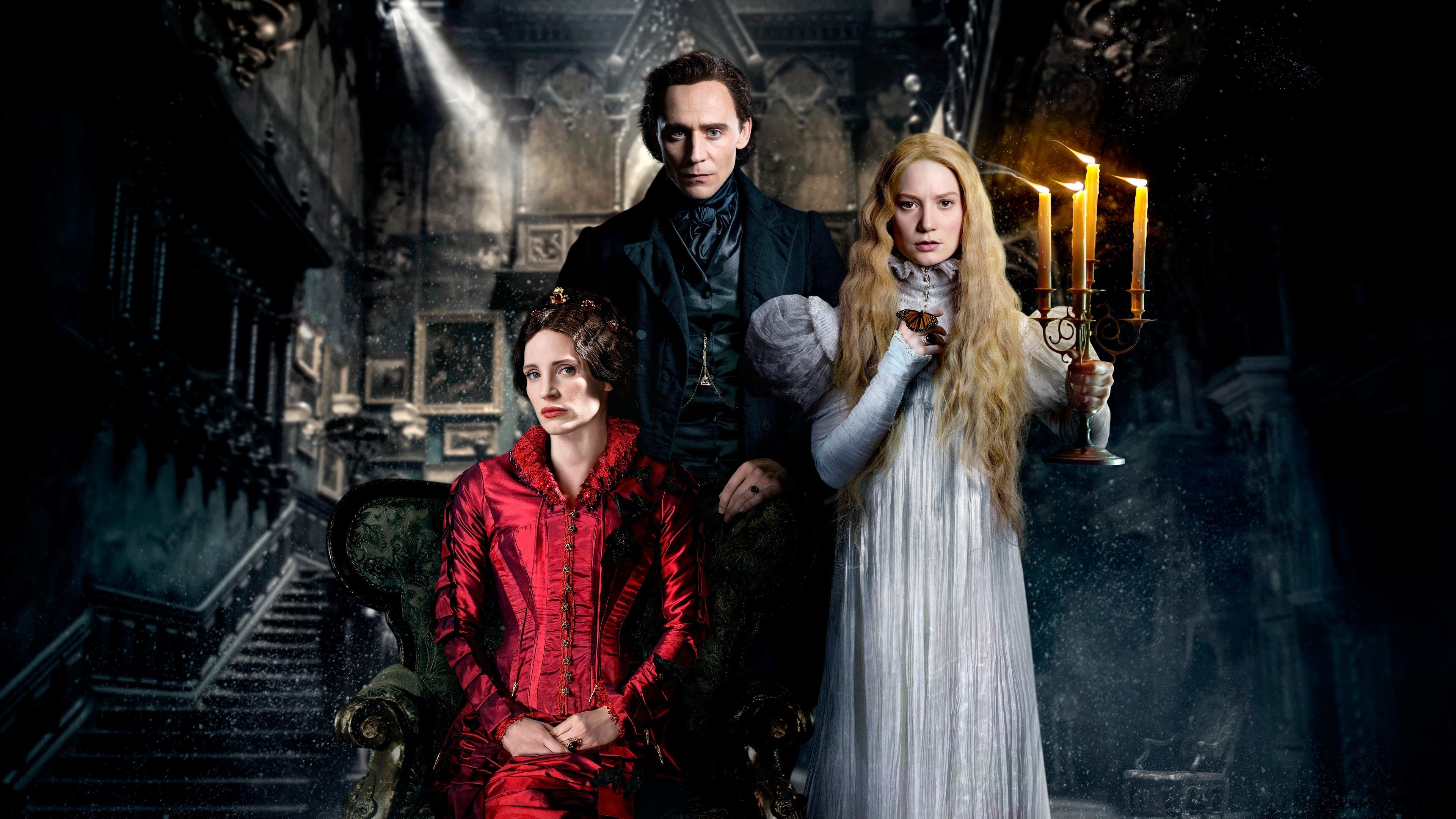 Crimson Peak, Tom Hiddleston, Mia Wasikowska, Captivating movie, 3840x2160 4K Desktop