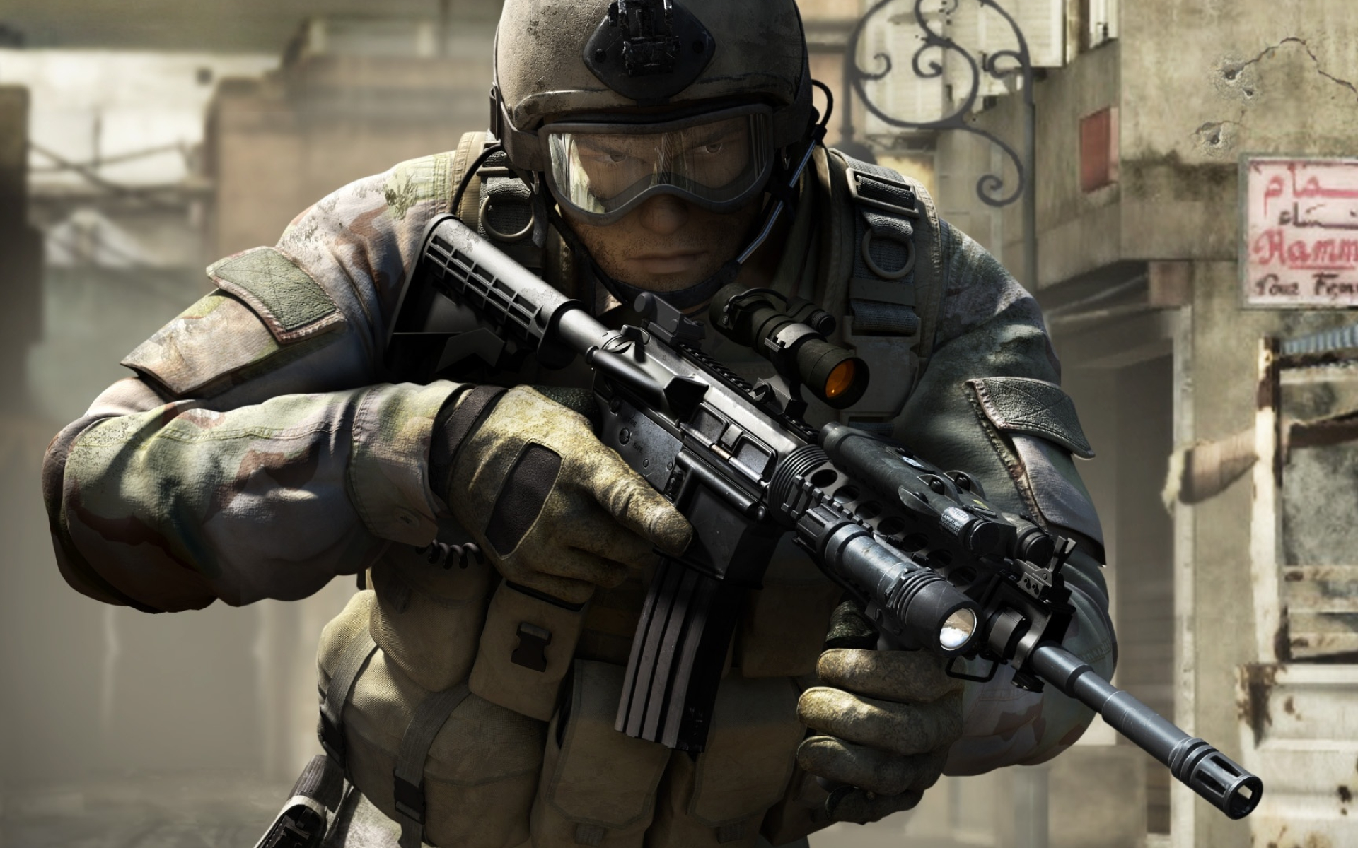 CS:GO Counter-Terrorist, M4A4 assault rifle, Dust II, HD Desktop wallpaper