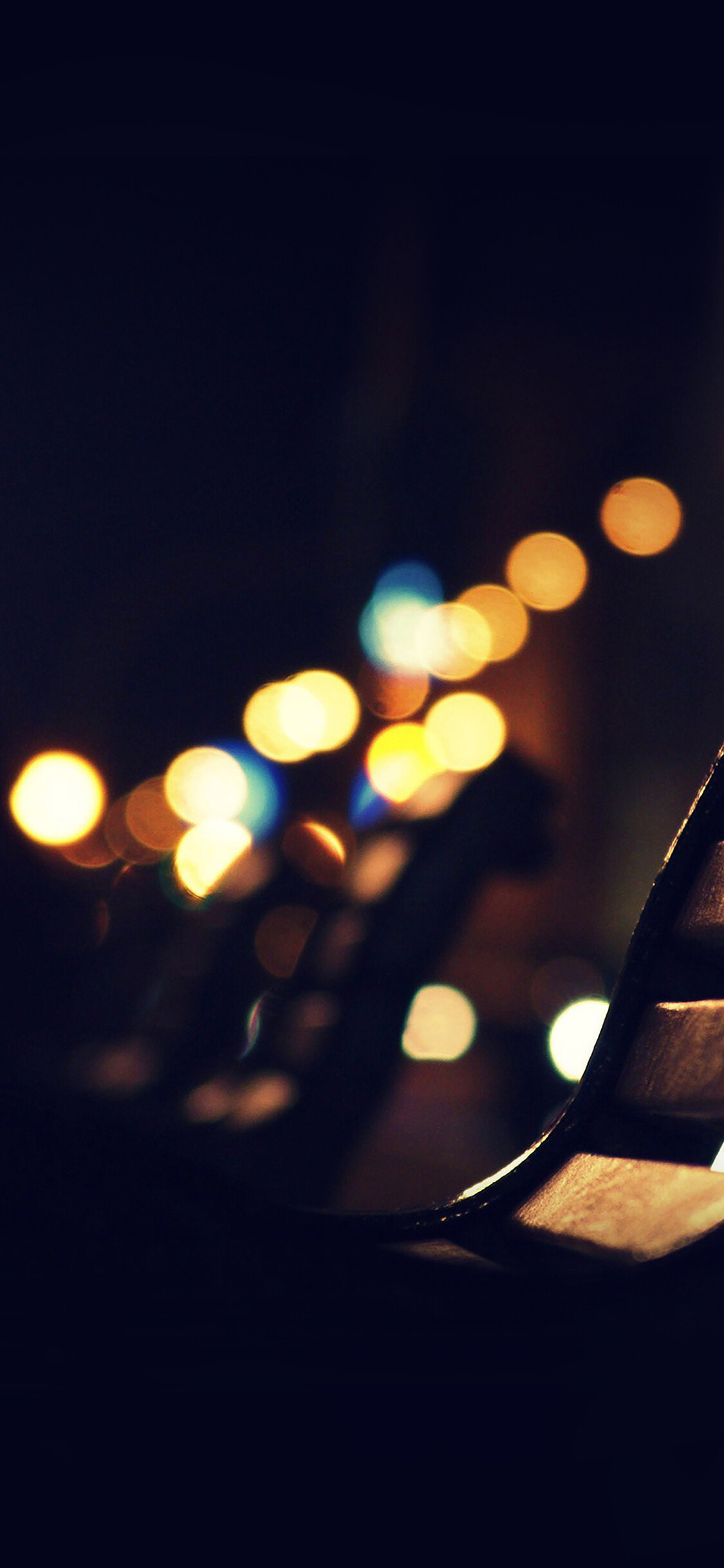 Gold lights, Beach street, Night lights, Urban bokeh, 1130x2440 HD Phone