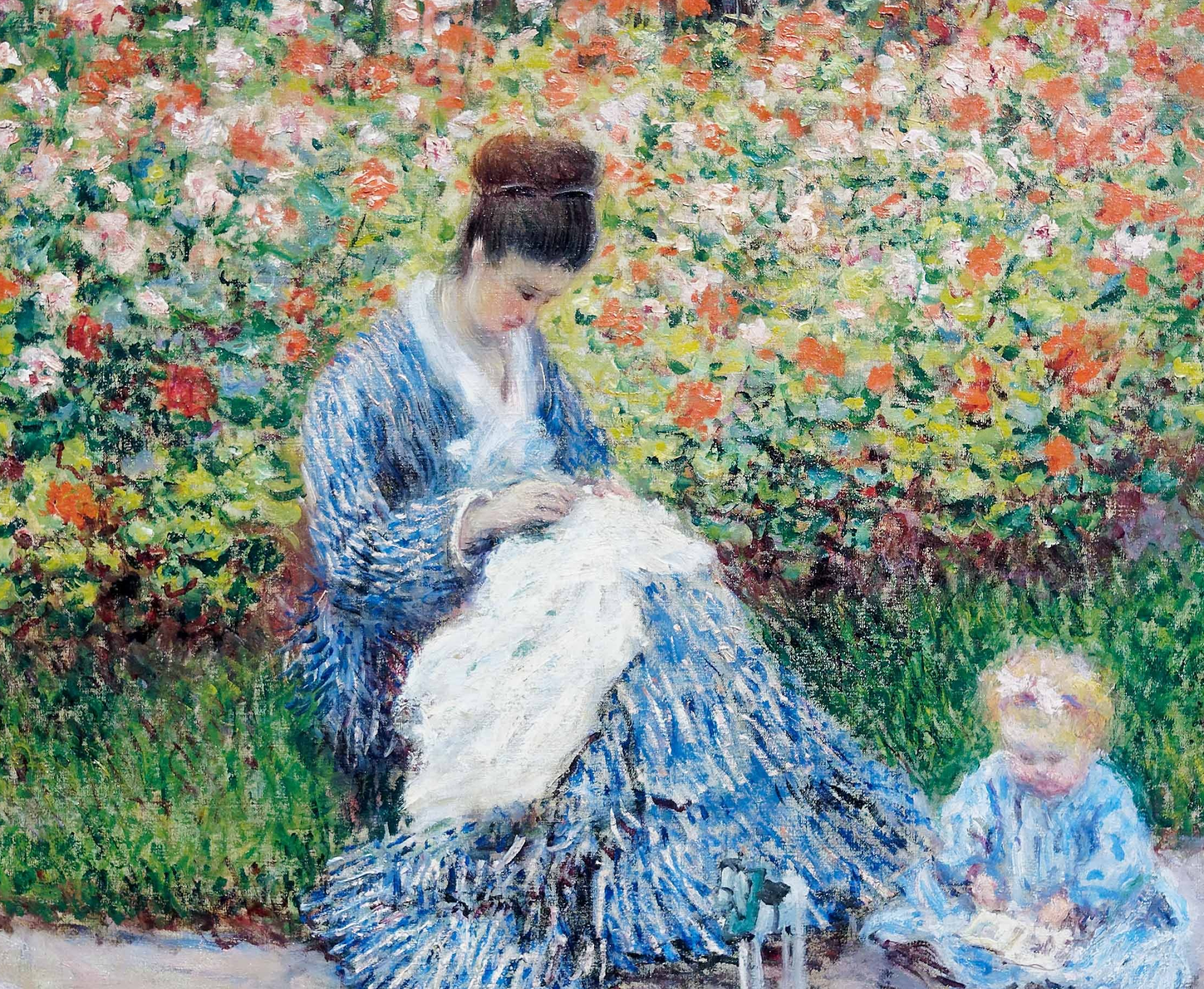Camille Monet, Jean Monet, Argenteuil flower garden, HD Desktop wallpaper