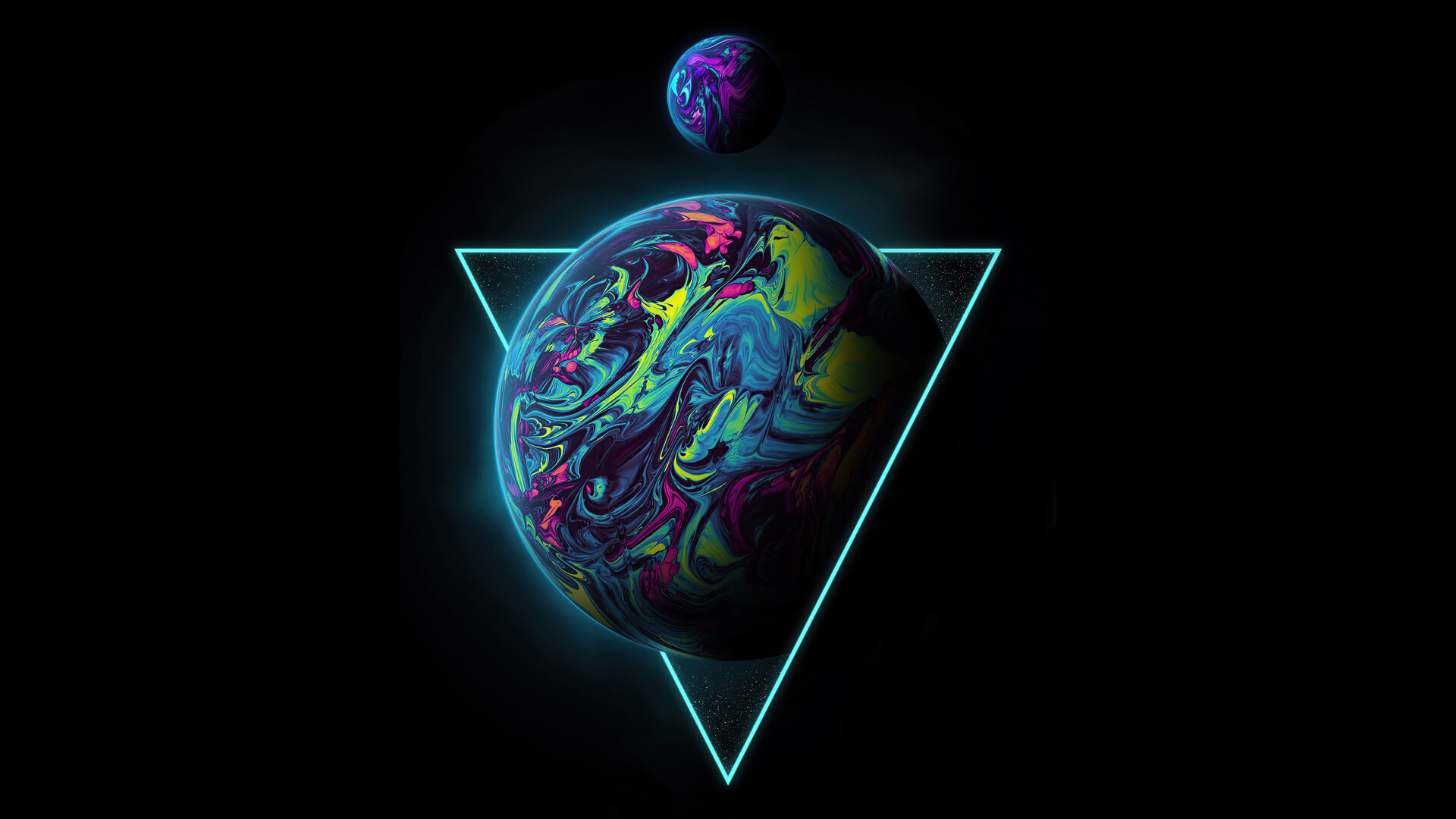 Triangle, Planet illustration, HD wallpaper, Cosmic theme, 1920x1080 Full HD Desktop