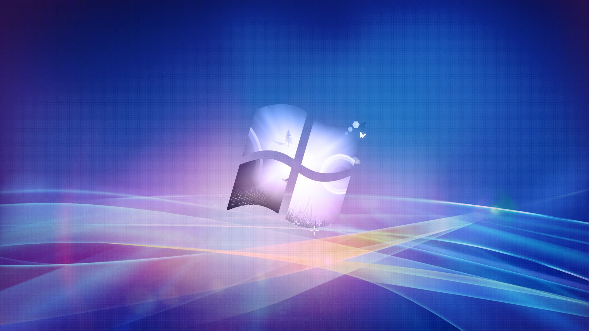 Microsoft Windows logo, Windows Vista Aurora waves, abstract glowing light ribbons, Full HD Desktop wallpaper