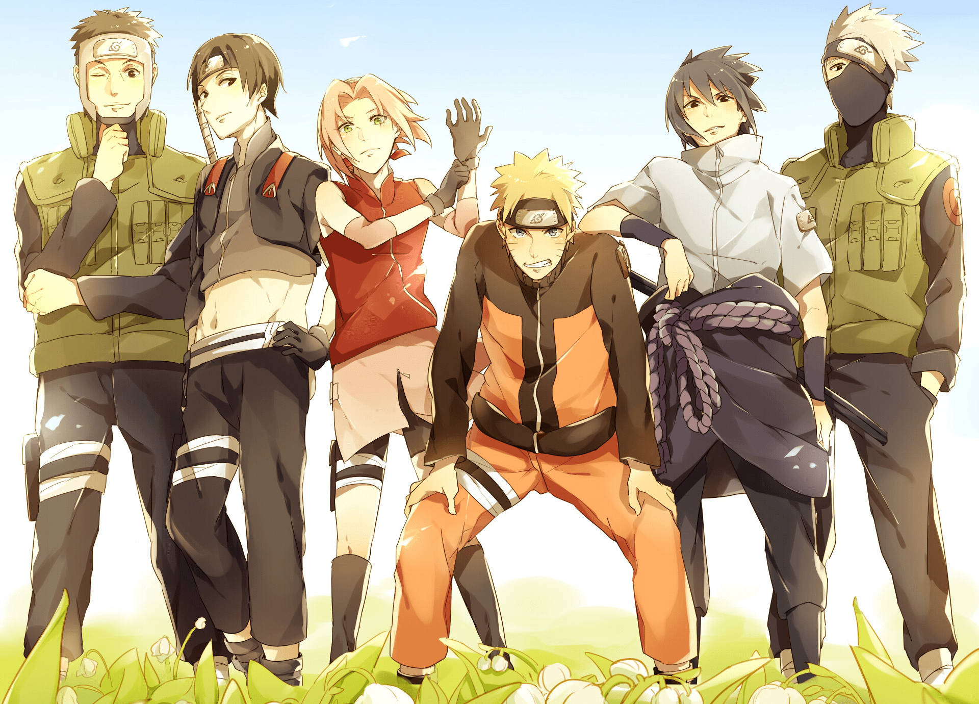 Naruto Uzumaki, Sasuke Uchiha, Sakura Haruno, Kakashi Hatake, Team 7, HD Desktop wallpaper