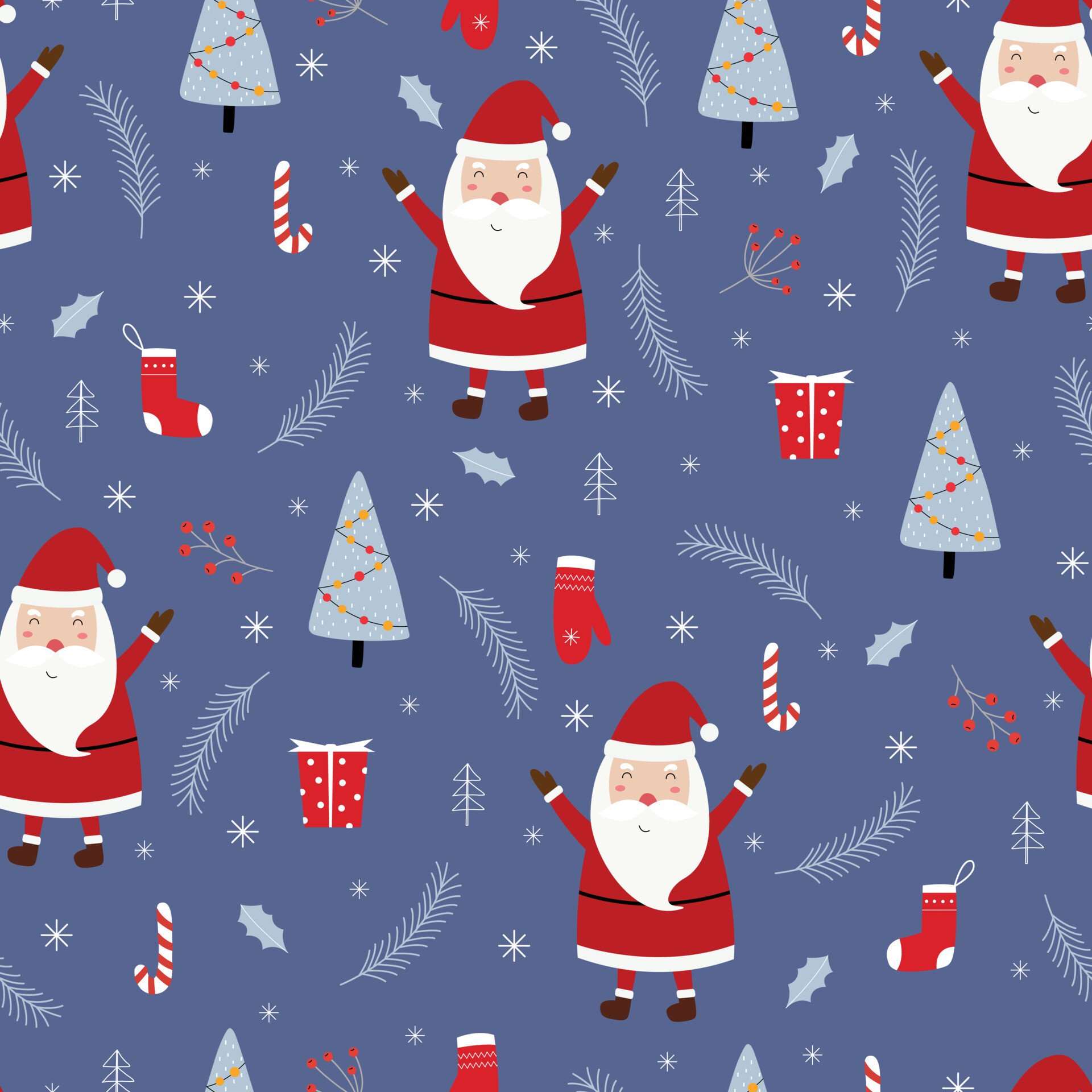 Seamless pattern, Christmas background, Cartoon style, 1920x1920 HD Phone