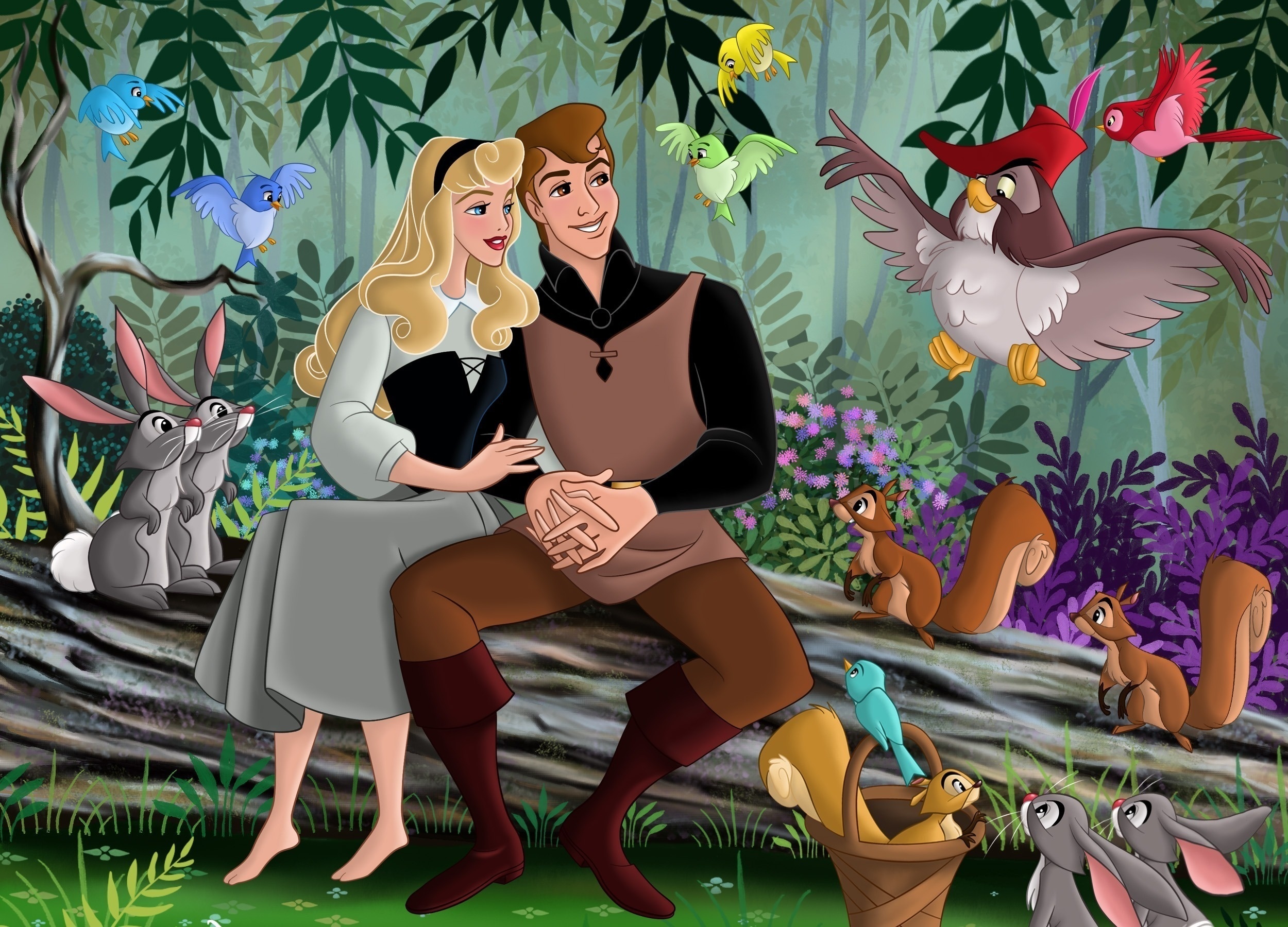 Princess Aurora, Prince Phillip, Sleeping Beauty woodland animals, Sleeping Beauty, HD Desktop wallpaper