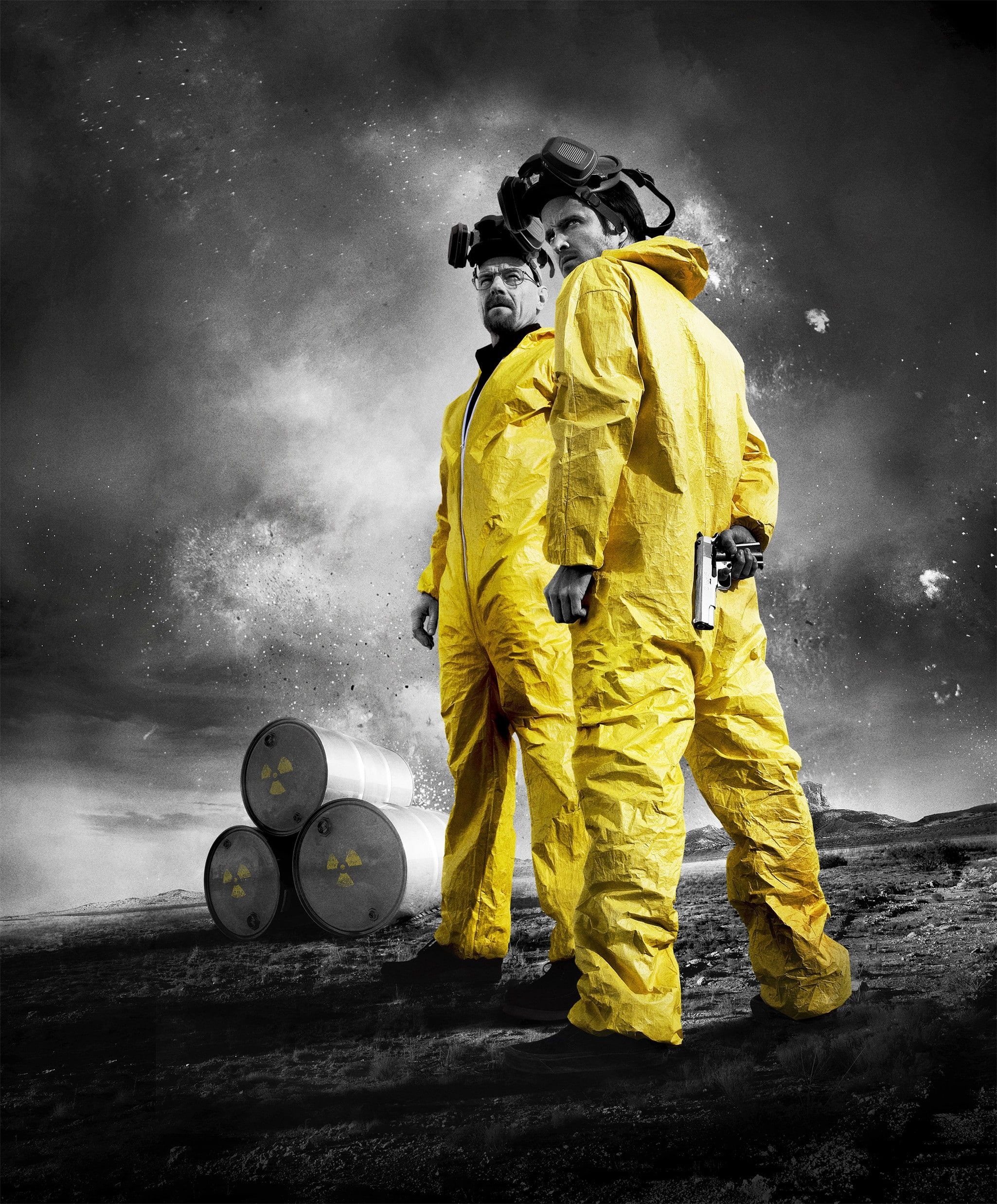 Jesse Pinkman, Walter White, Yellow hazmat suits, HD Phone wallpaper